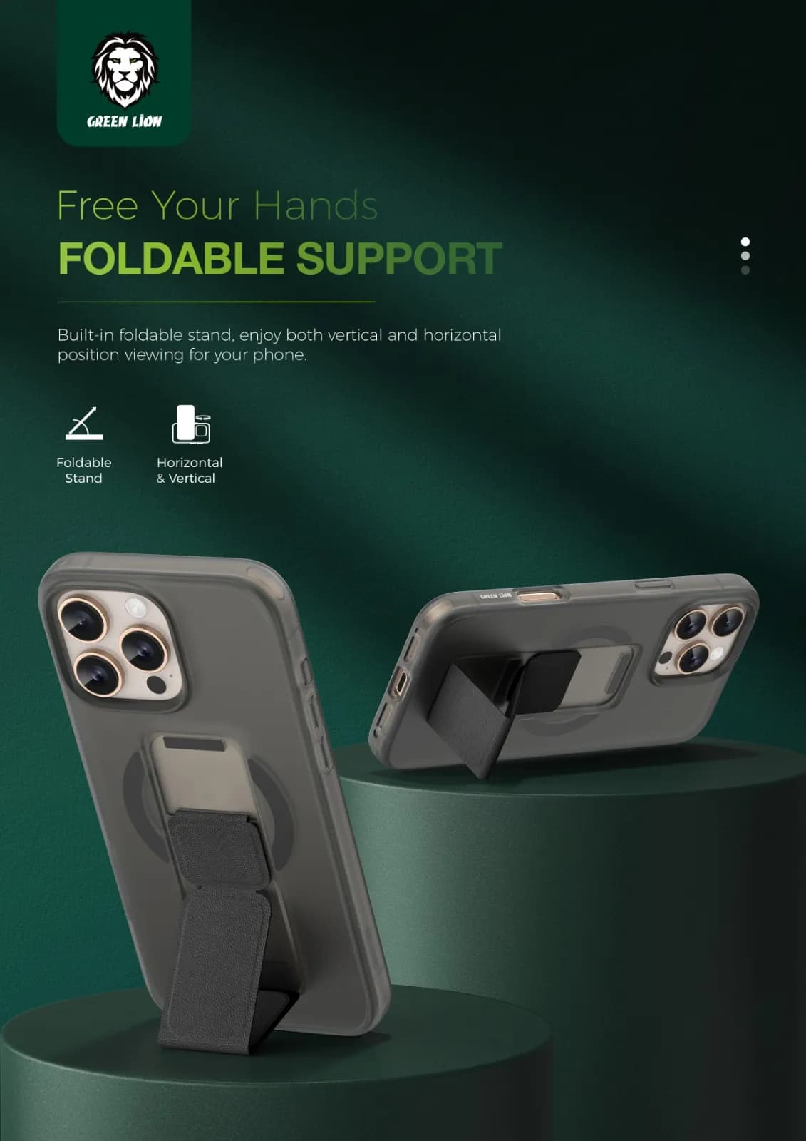 Green Lion MagSafe Case GRIP 360 GNGR3616PMBK - Leather Strap, Black 1 Green Lion MagSafe Case GRIP 360 GNGR3616PMBK - Leather Strap, Black 1