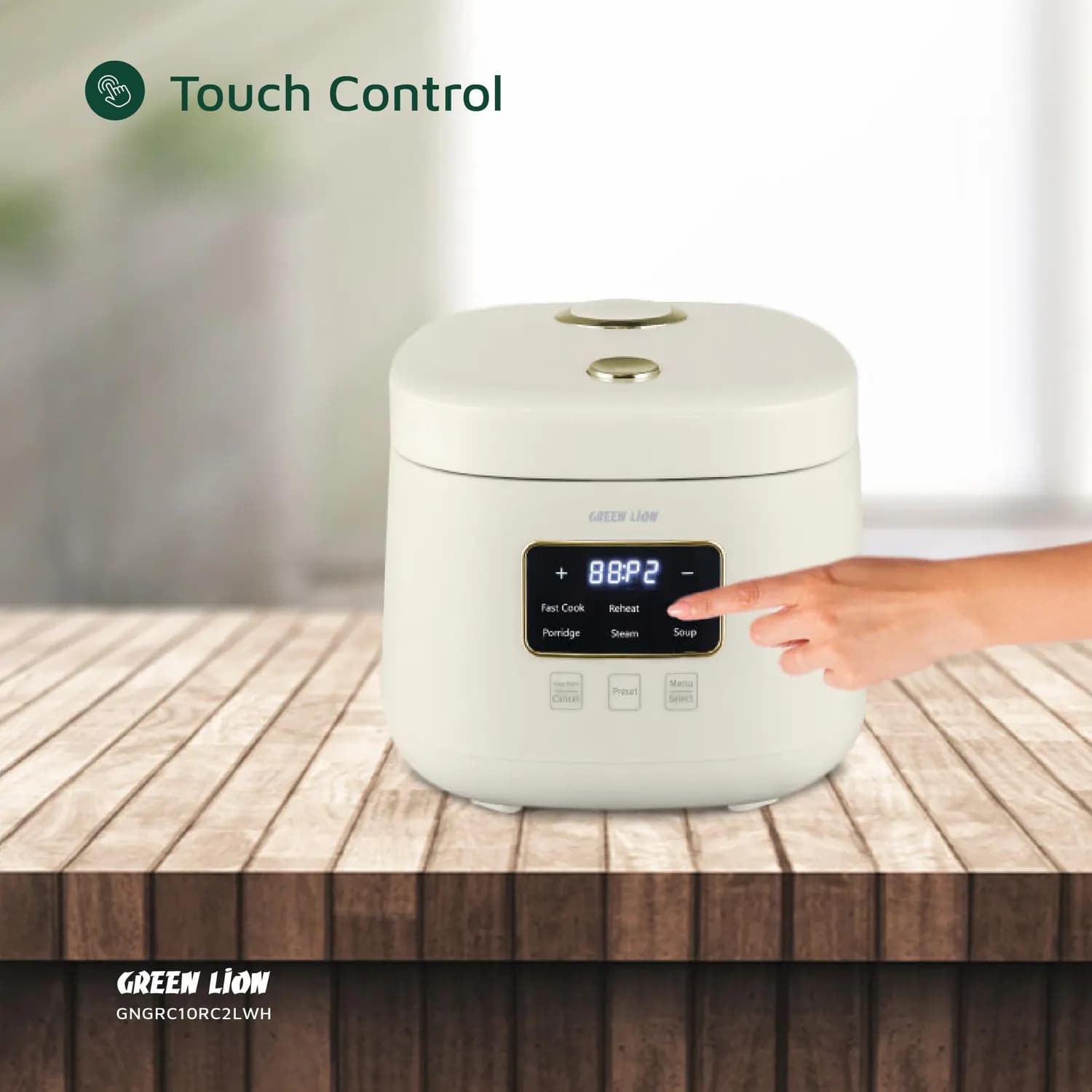 Green Lion Rice Cooker GRC-10 - 2L, Digital, White 3