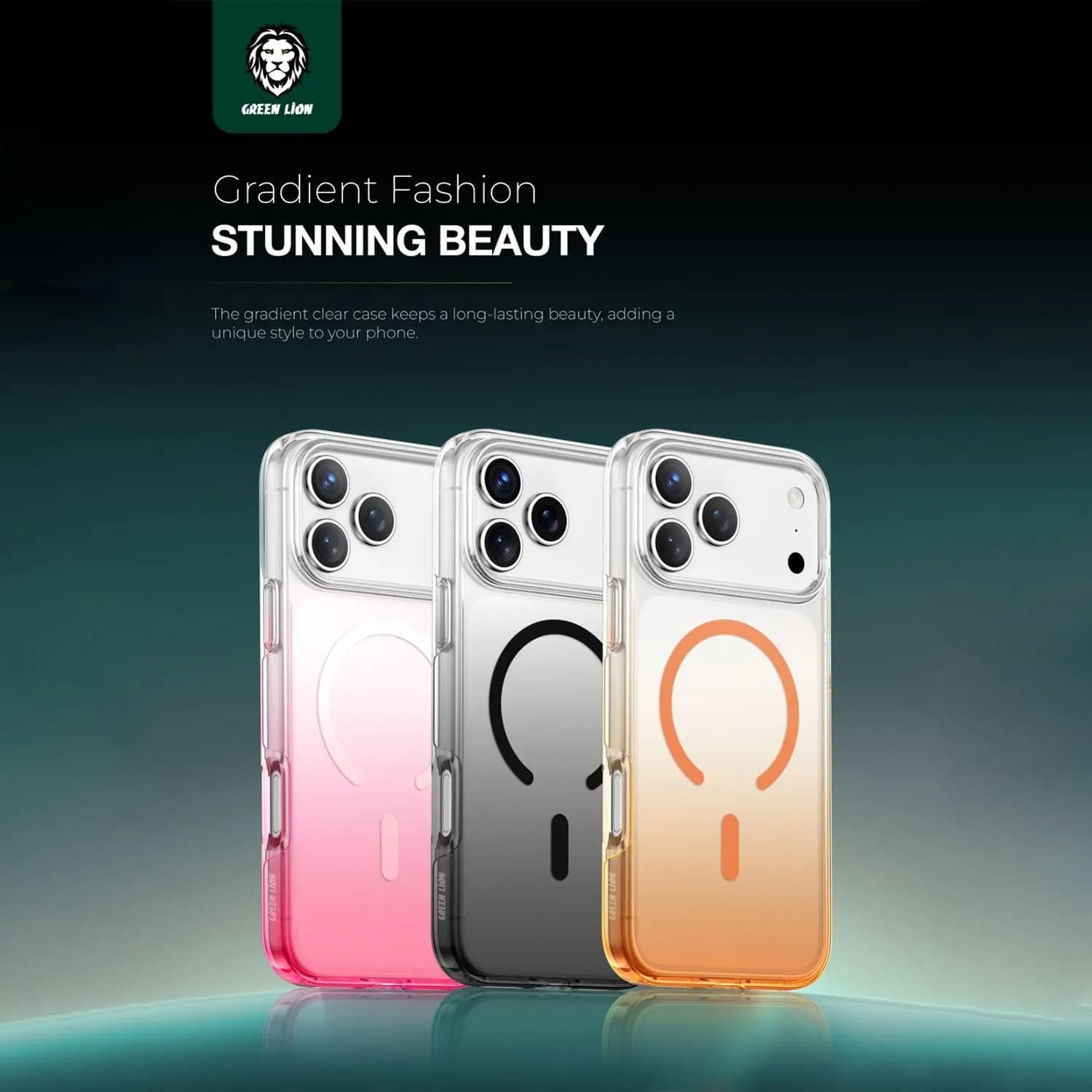 Green Lion iPhone 17 Pro Case - Gradient, Orange 3