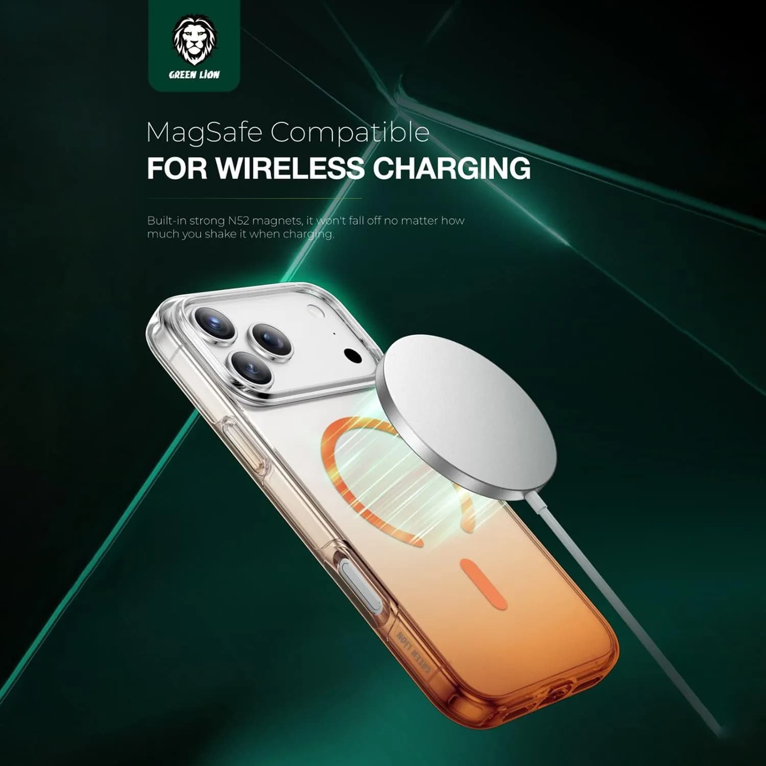 Green Lion iPhone 17 Pro Case - Gradient, Orange 2