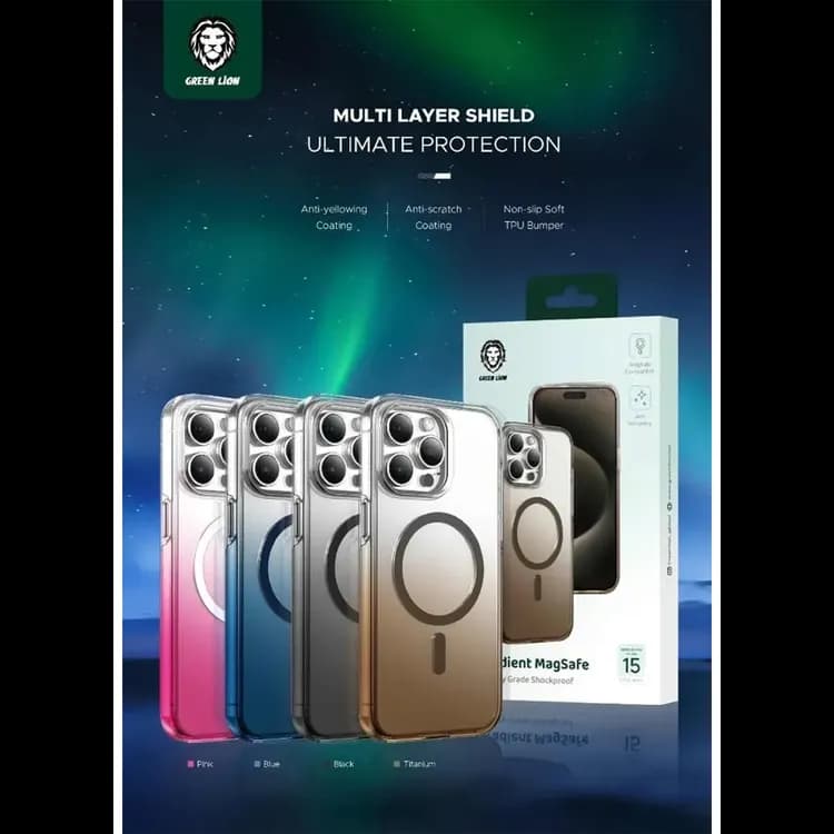 Green Lion iPhone 16 Pro Case - Gradient, MagSafe, Black 3