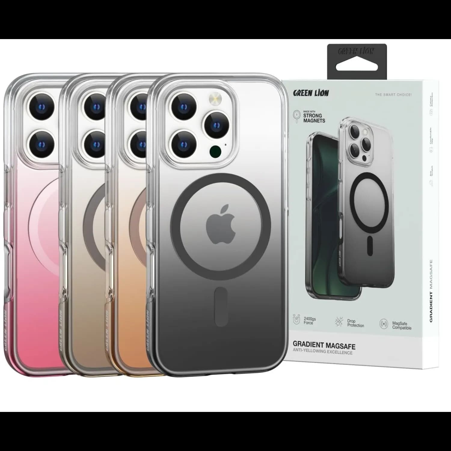 Green Lion iPhone 16 Pro Case - Gradient, MagSafe, Black 5