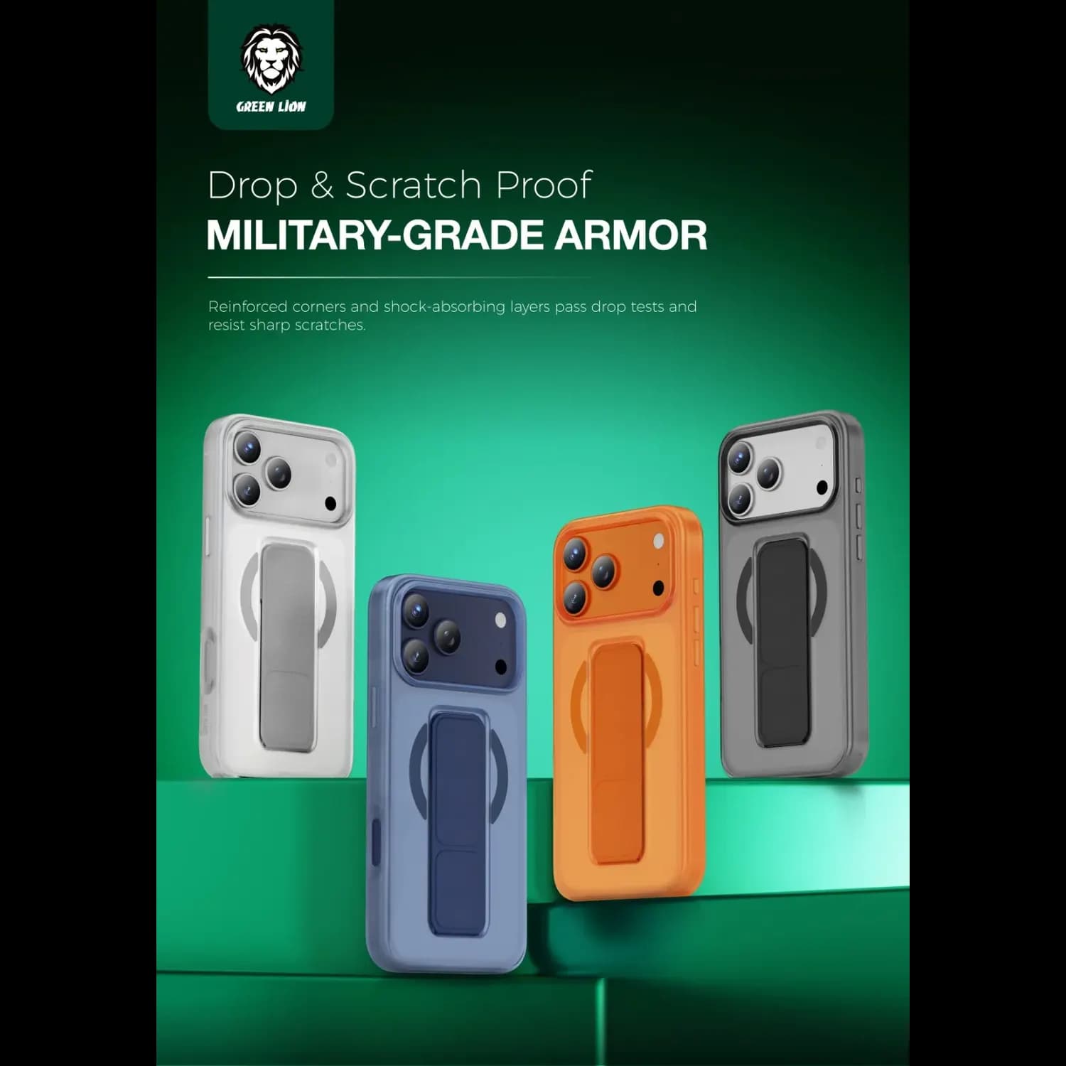 Green Lion GRIP 360 Case iPhone 17 Pro - Leather Grip Strap, Orange Titanium 3