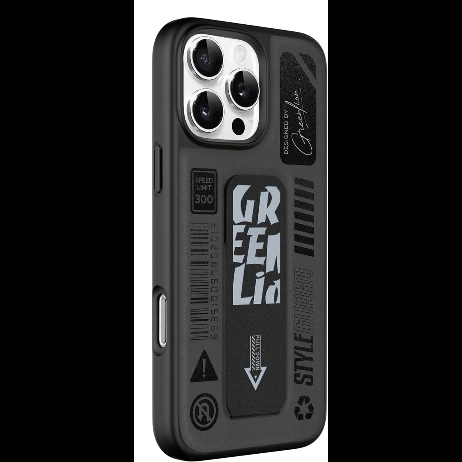 Green Lion Grip Case iPhone 16 Pro Max - Foldable Leather, Titanium — Black 1