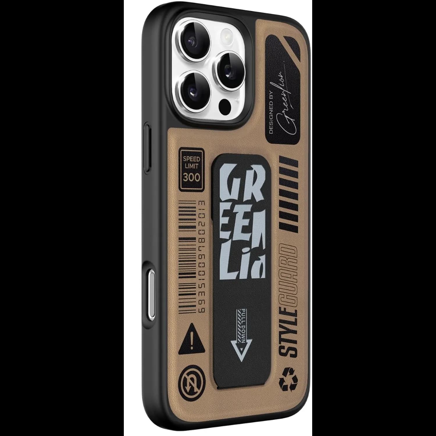 Green Lion Grip Case for iPhone 16 Pro Max - Foldable Leather, Desert Titanium 1 Green Lion Grip Case for iPhone 16 Pro Max - Foldable Leather, Desert Titanium 1