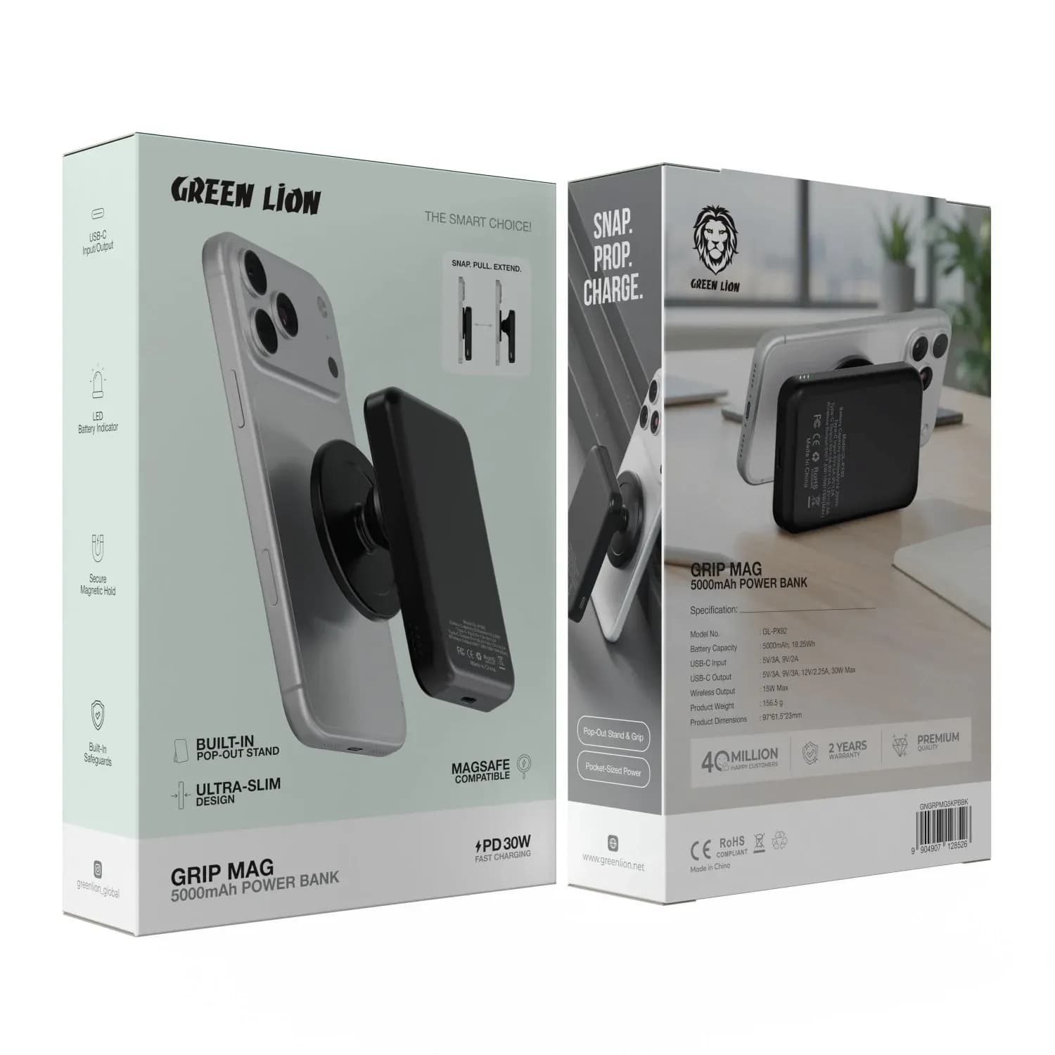 Green Lion Power Bank Grip Mag - 5000mAh, Black 5