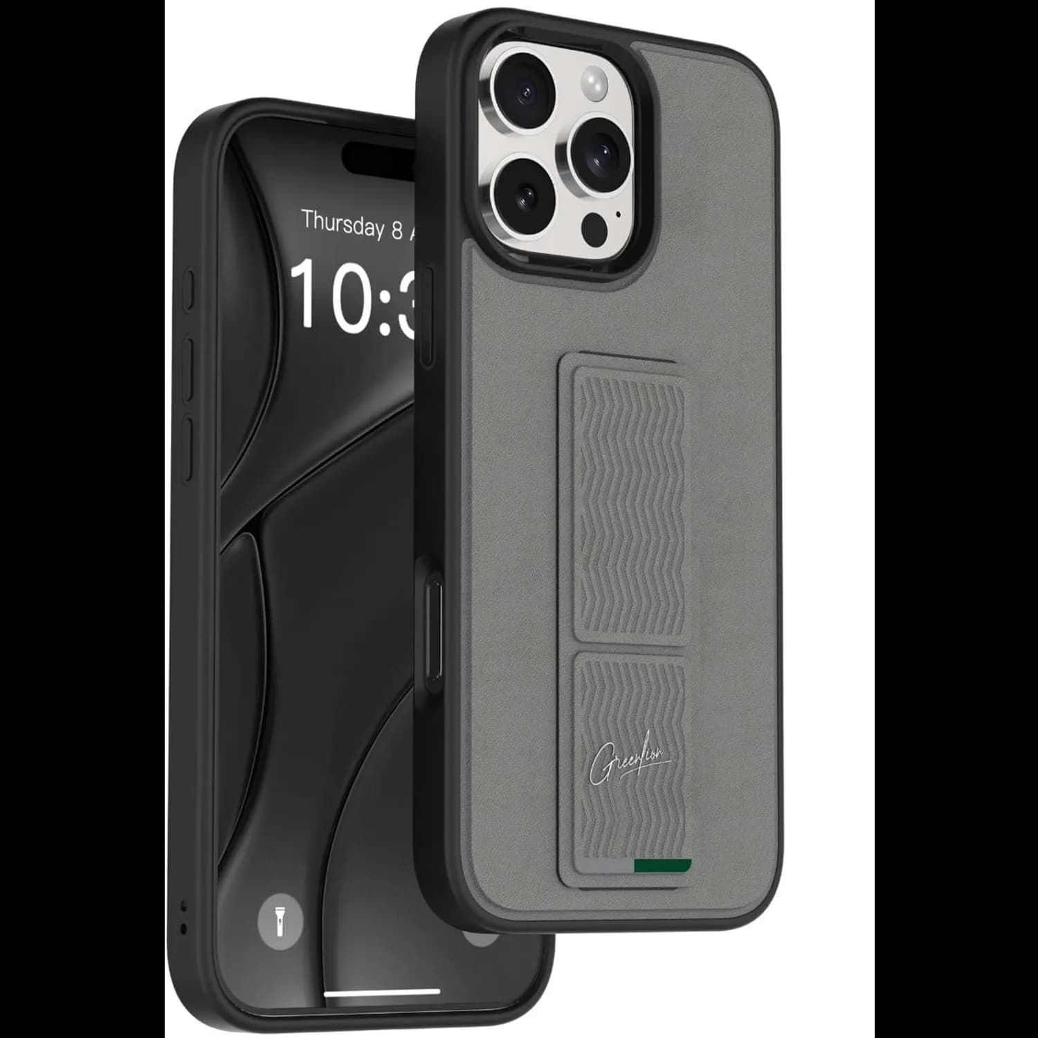 Green Lion GripX Case iPhone 16 Pro - Multi-Functional Kickstand, Gray — Black 2
