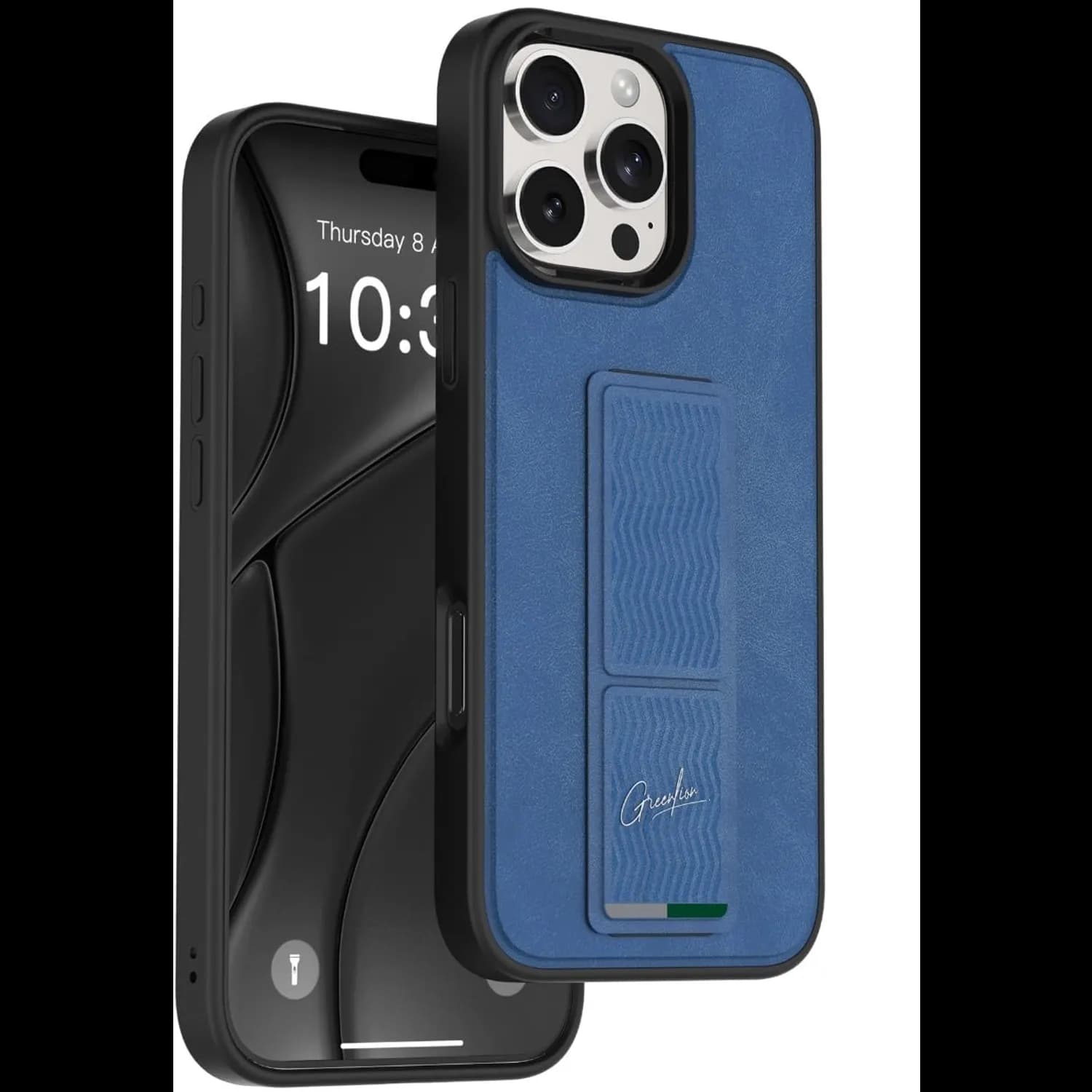 Green Lion GripX Case iPhone 16 Pro Max - Multi-Functional Kickstand, Blue — Black 2