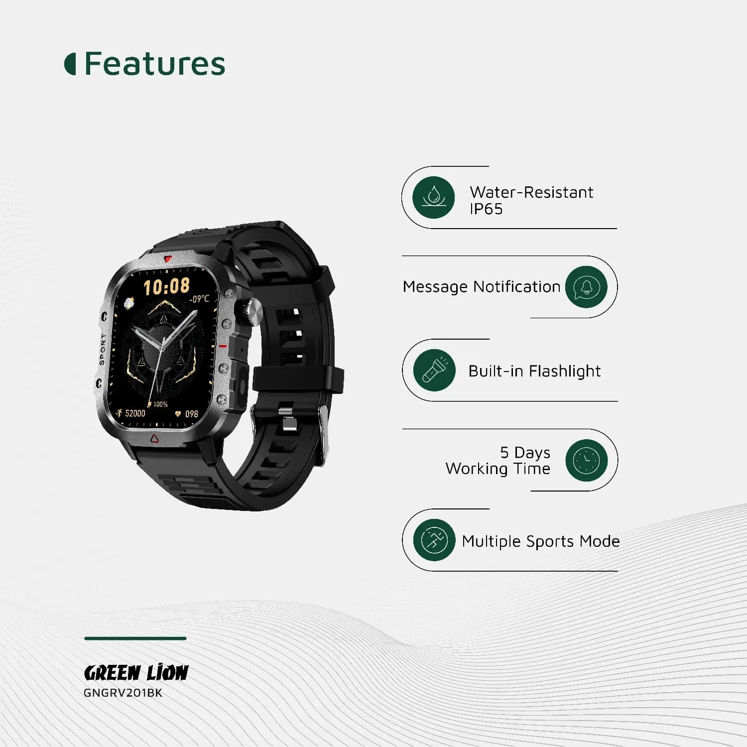 Green Lion Smart Watch Gravix - Black 2