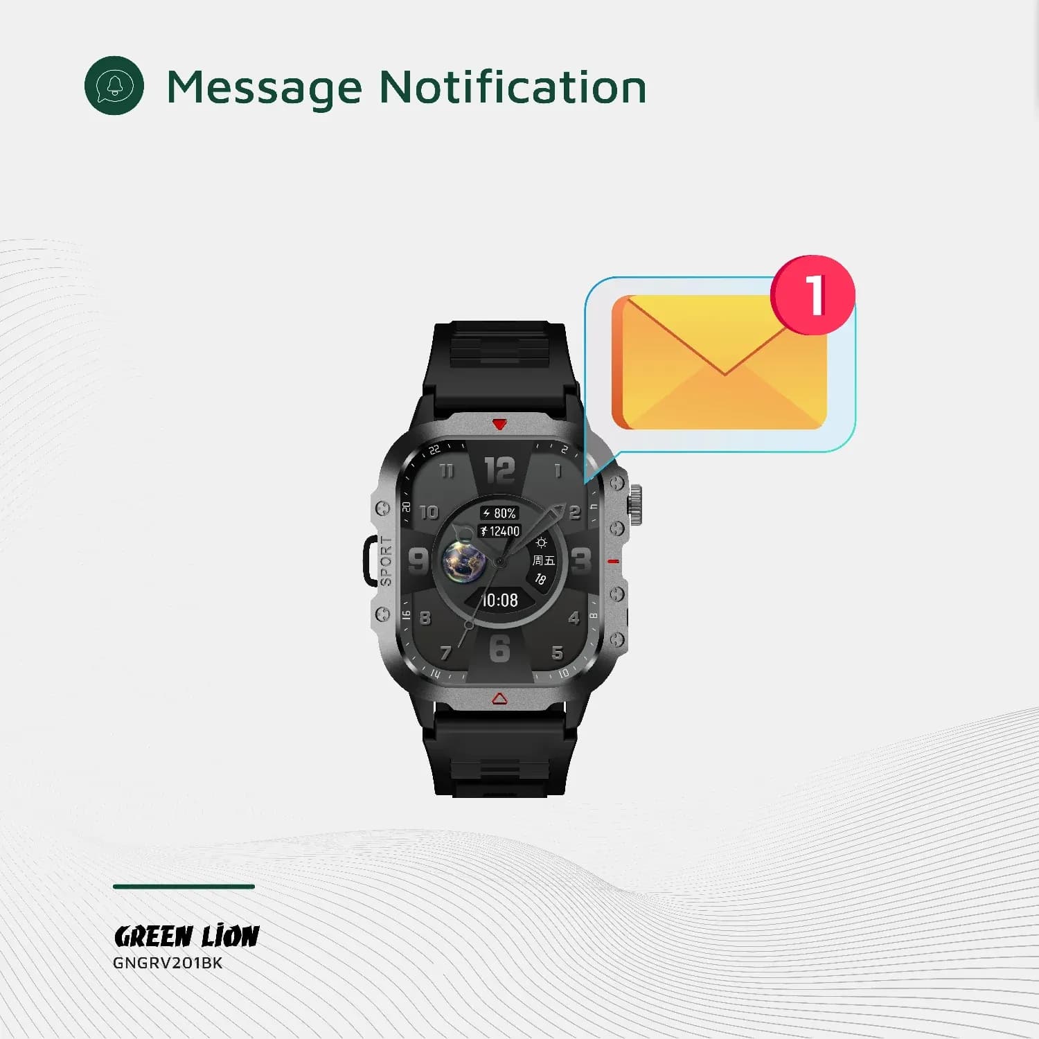 Green Lion Smart Watch Gravix - Black 4
