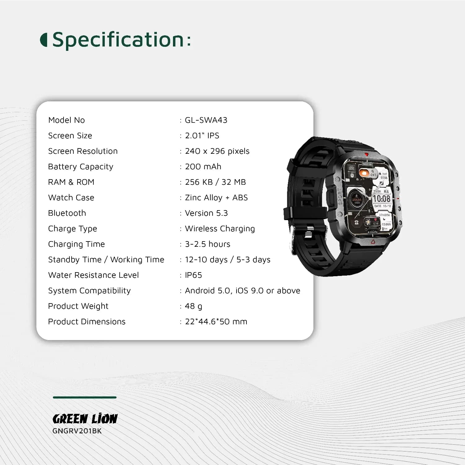 Green Lion Smart Watch Gravix - Black 5