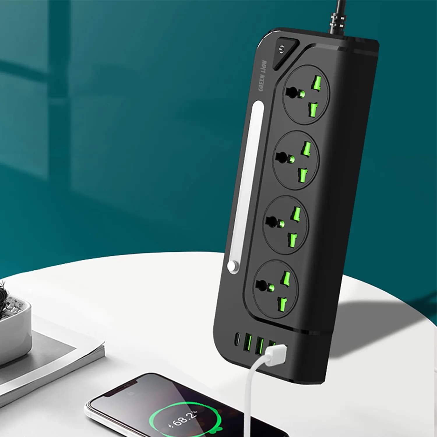 Green Lion Power Socket GS-100 - 3000W, USB-A & USB-C, Black 3