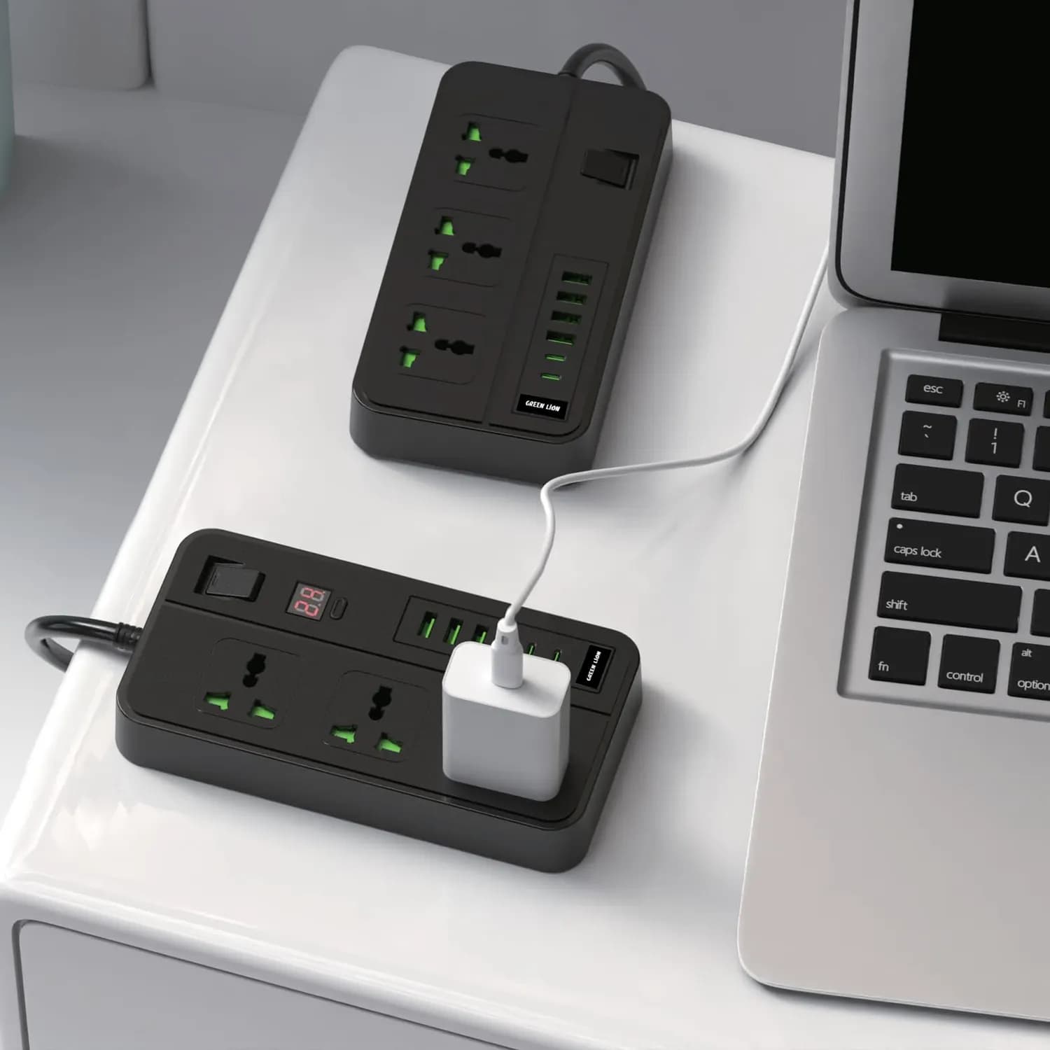 Green Lion Power Socket GS-150 - 3000W, USB-A & USB-C, Black 2