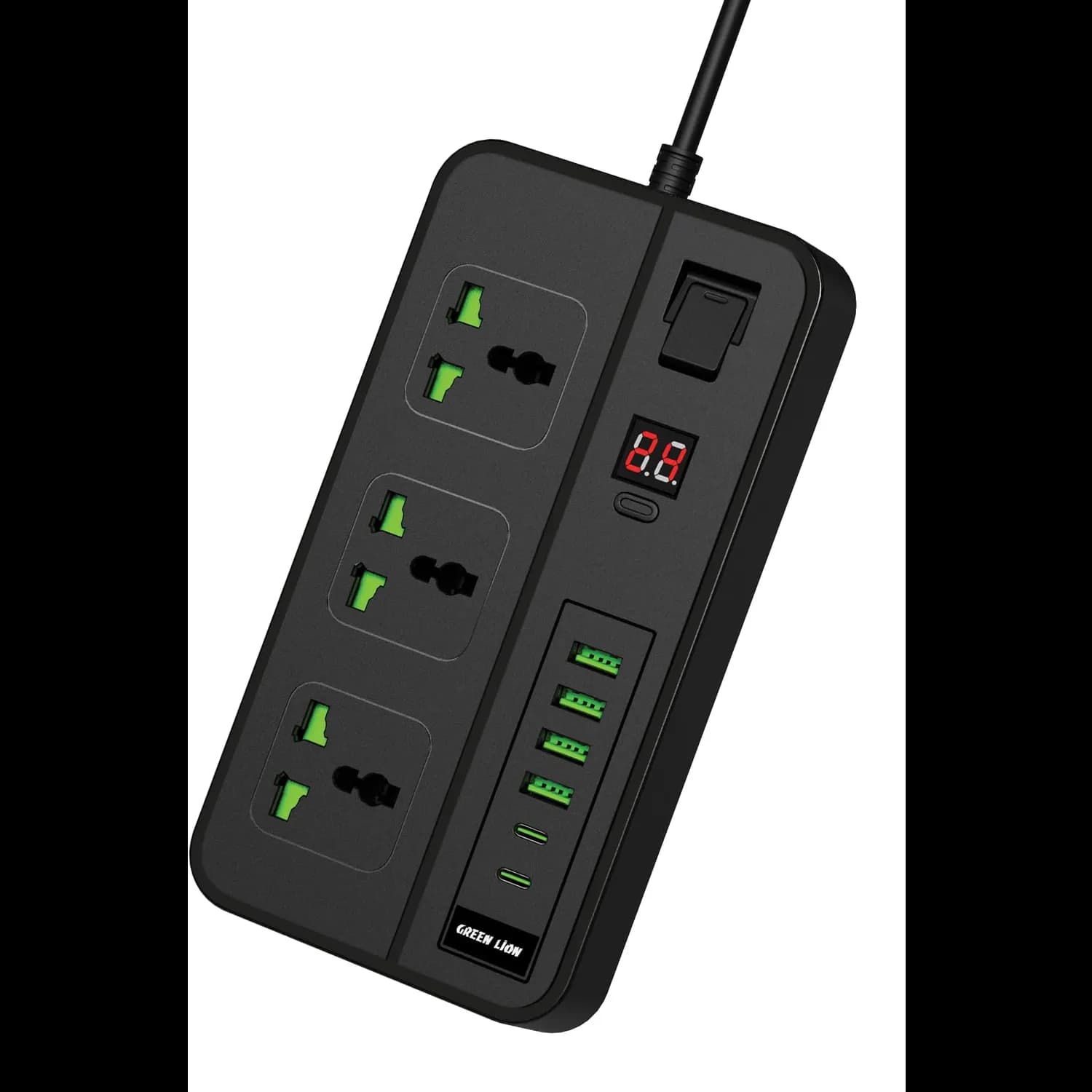 Green Lion Power Socket GS-150 - 3000W, USB-A & USB-C, Black 1 Green Lion Power Socket GS-150 - 3000W, USB-A & USB-C, Black 1