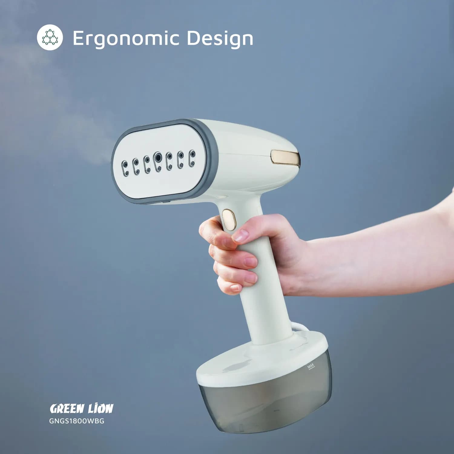 Green Lion Garment Steamer - 1800W, 2.5L, Beige — Black 4