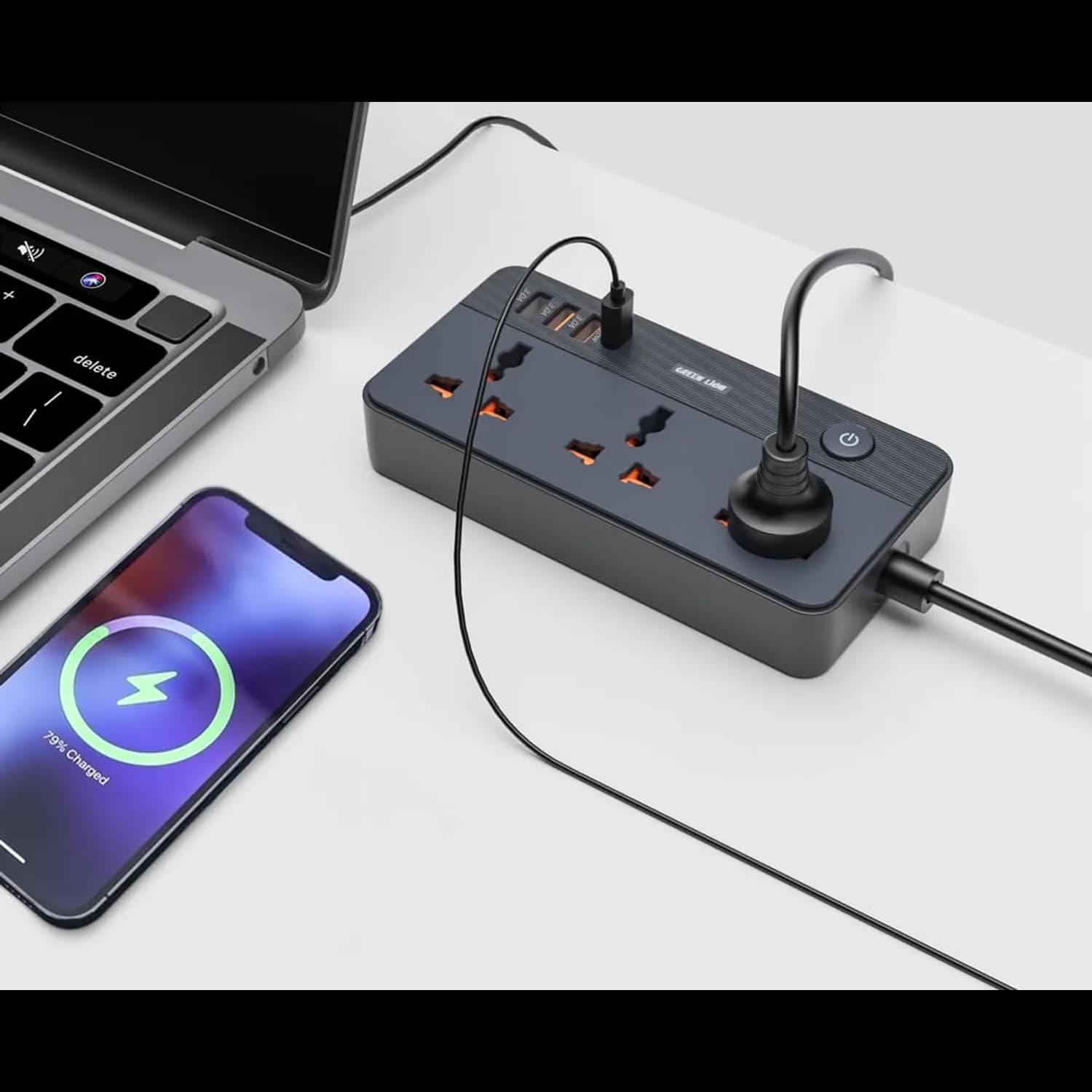 Green Lion Power Socket GS-200 - 3 USB-A, USB-C PD 20W, Black 2