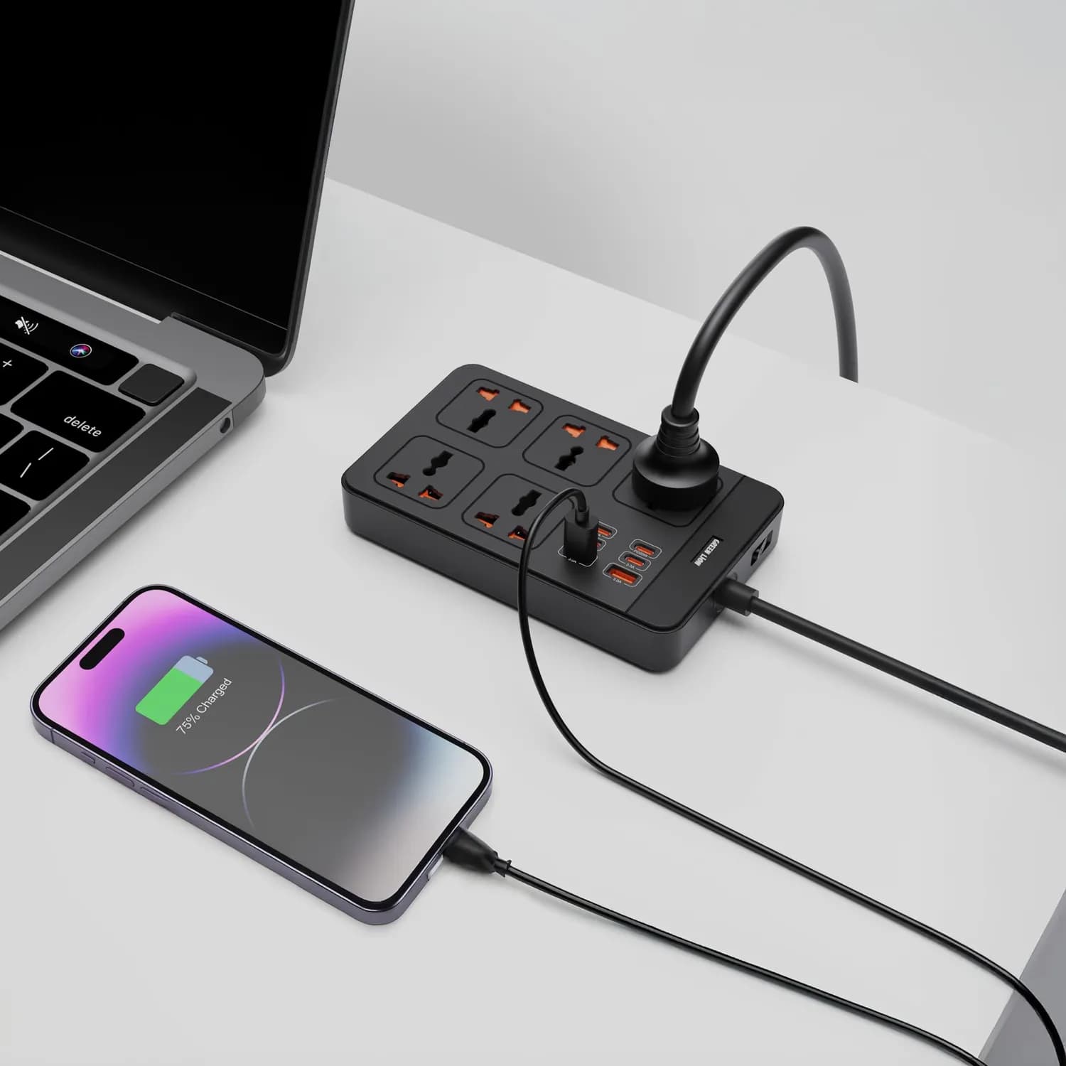 Green Lion Power Socket GS-500 - 5 AC, 6 USB Ports, Black 5
