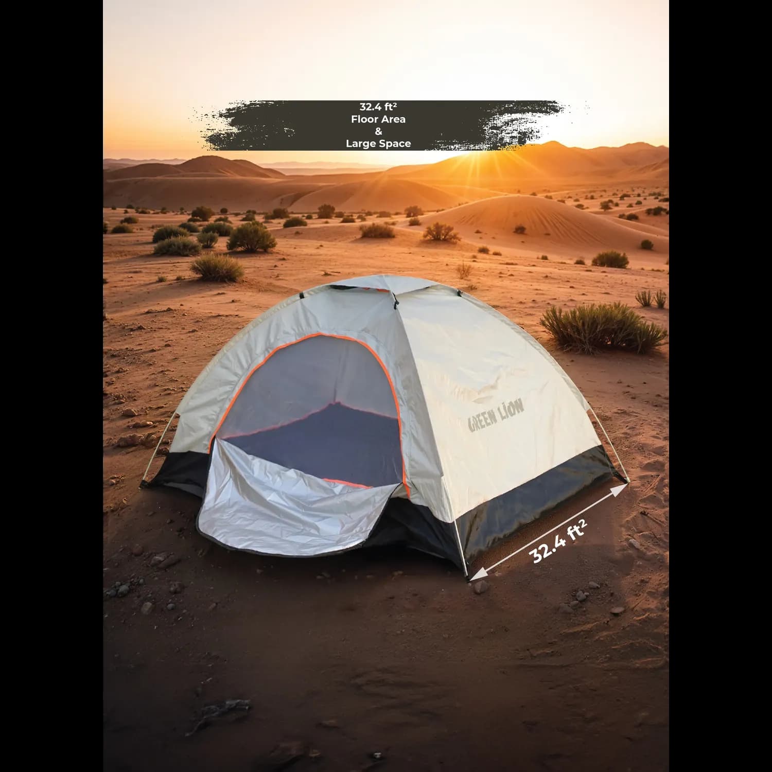 Green Lion Camping Tent GT-3 - Waterproof, 5-Person, Beige 2
