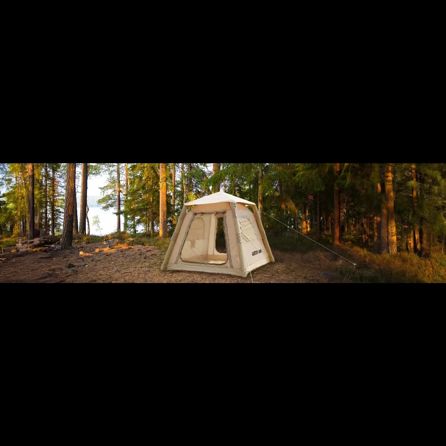 Green Lion Inflatable Tent - 3-Person, Water & Wind Resistant, Beige 4