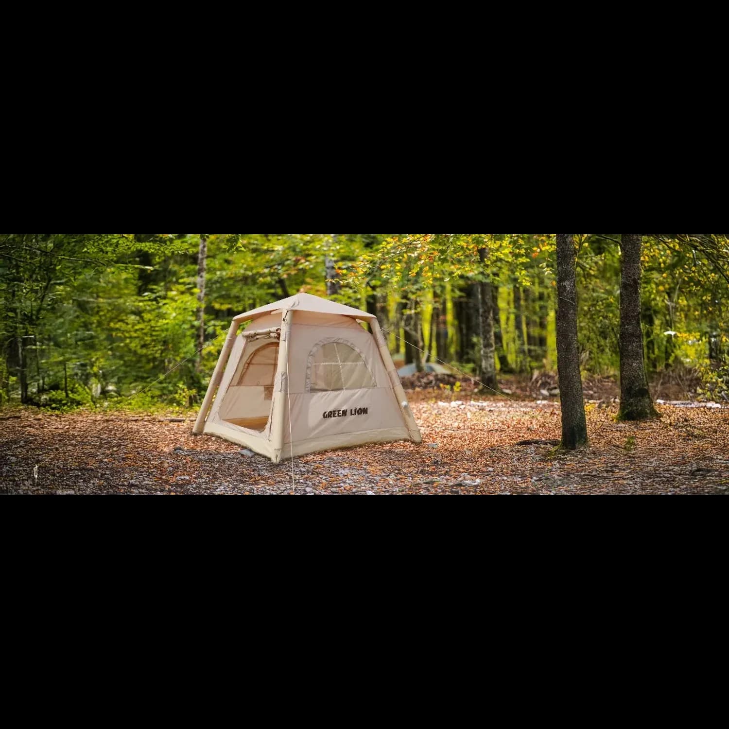 Green Lion Inflatable Tent - 3-Person, Water & Wind Resistant, Beige 5