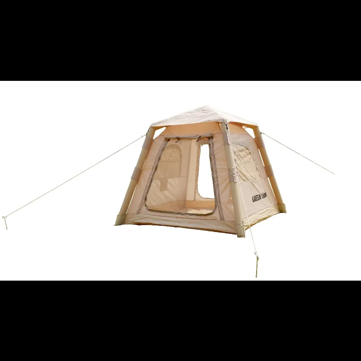 Green Lion Inflatable Tent - 3-Person, Water & Wind Resistant, Beige 1