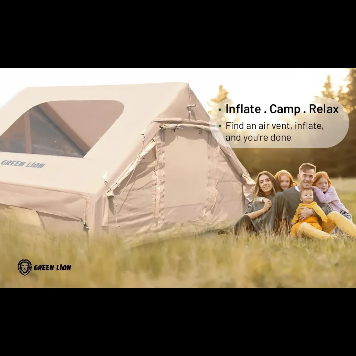 Green Lion Inflatable Camping Tent GT-4X - 4/5 Person, Waterproof, Green 5