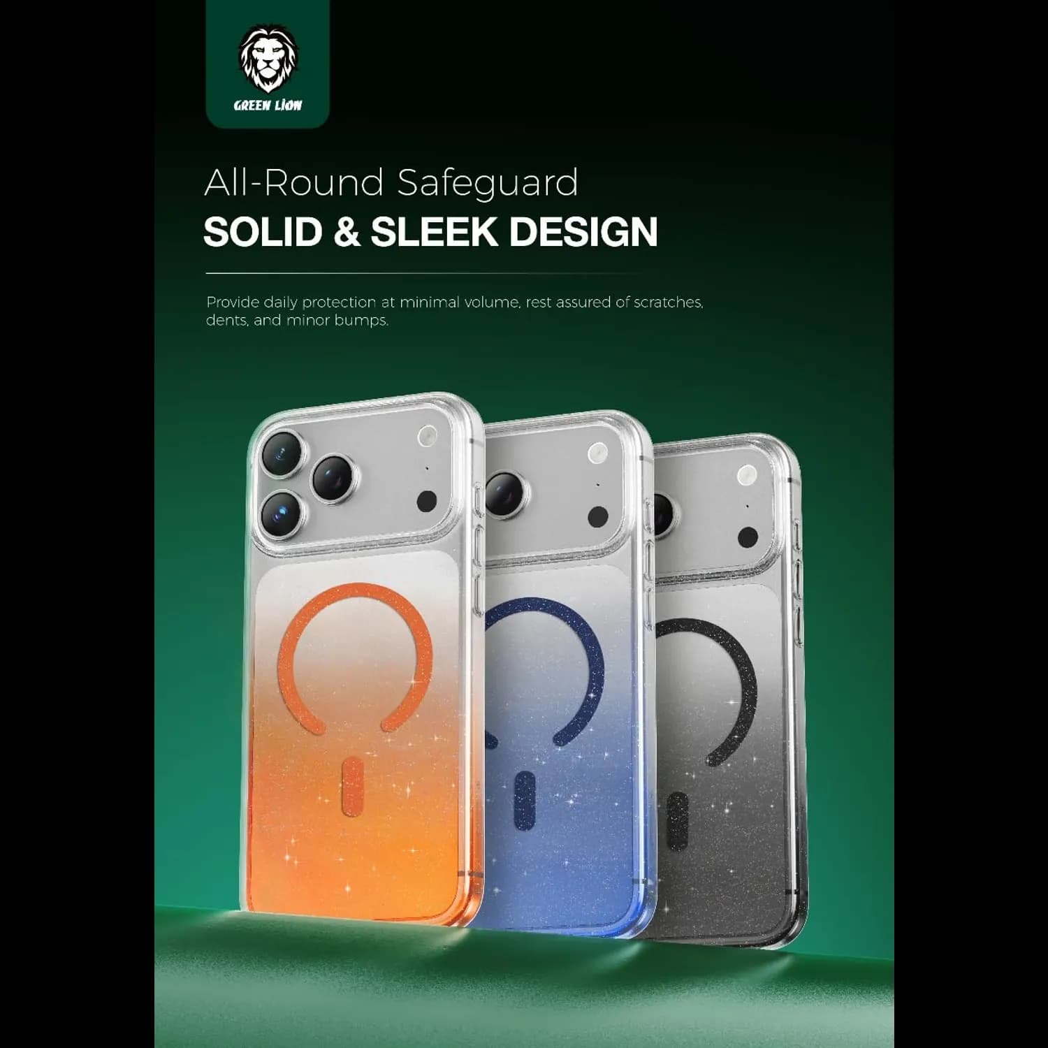Green Lion iPhone 17 Pro Case - Glitter, Orange 3
