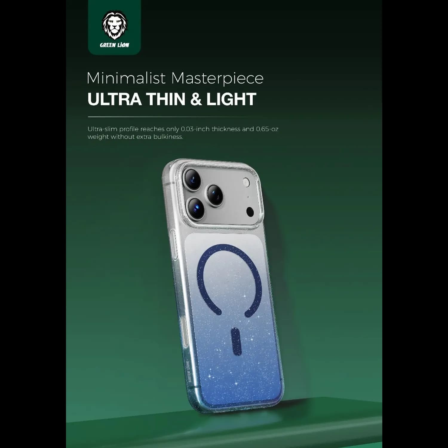 Green Lion iPhone 17 Pro Max Case - Glitter, Blue 2