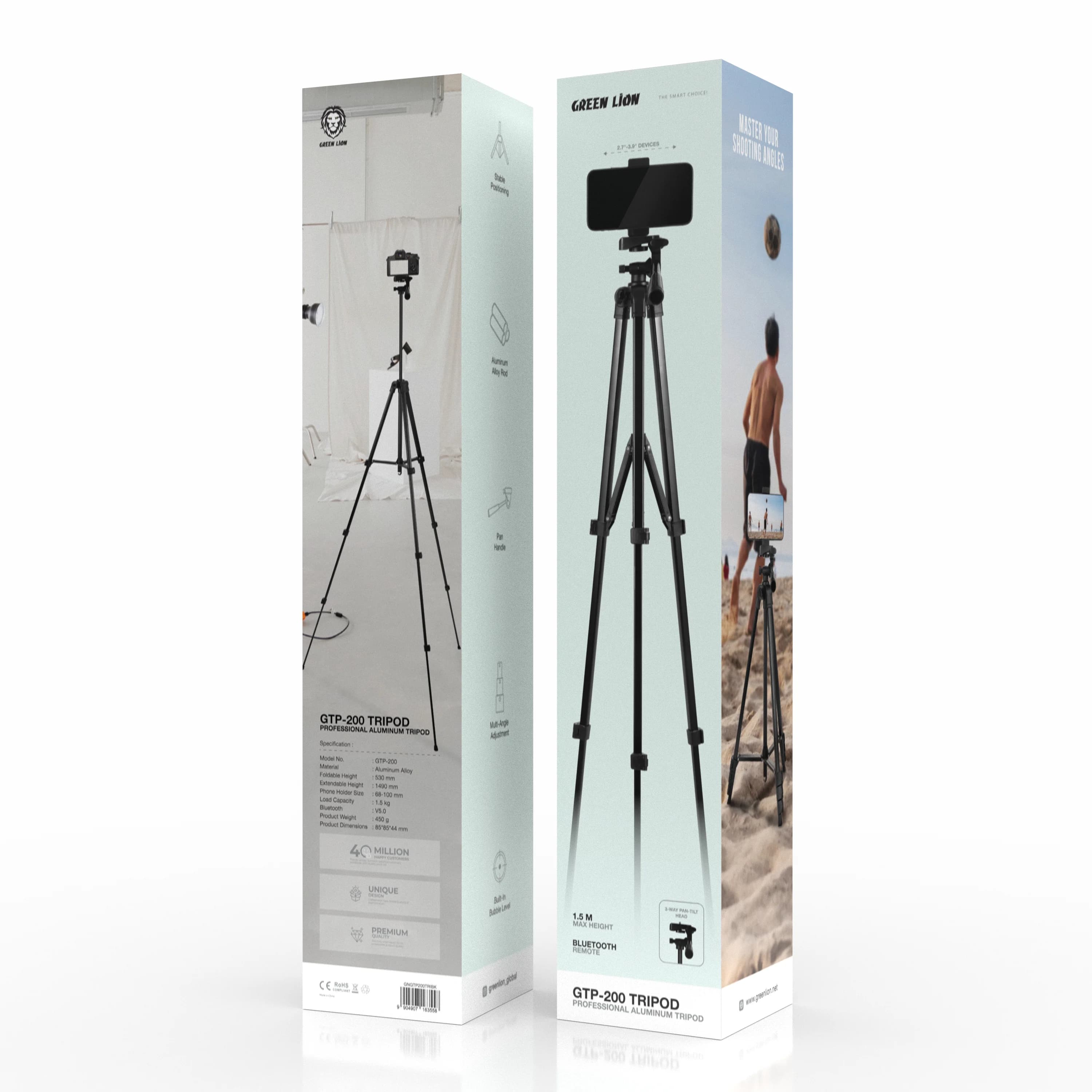 Green Lion Tripod GTP-200 - Aluminum, Bluetooth V5.0, Black 4
