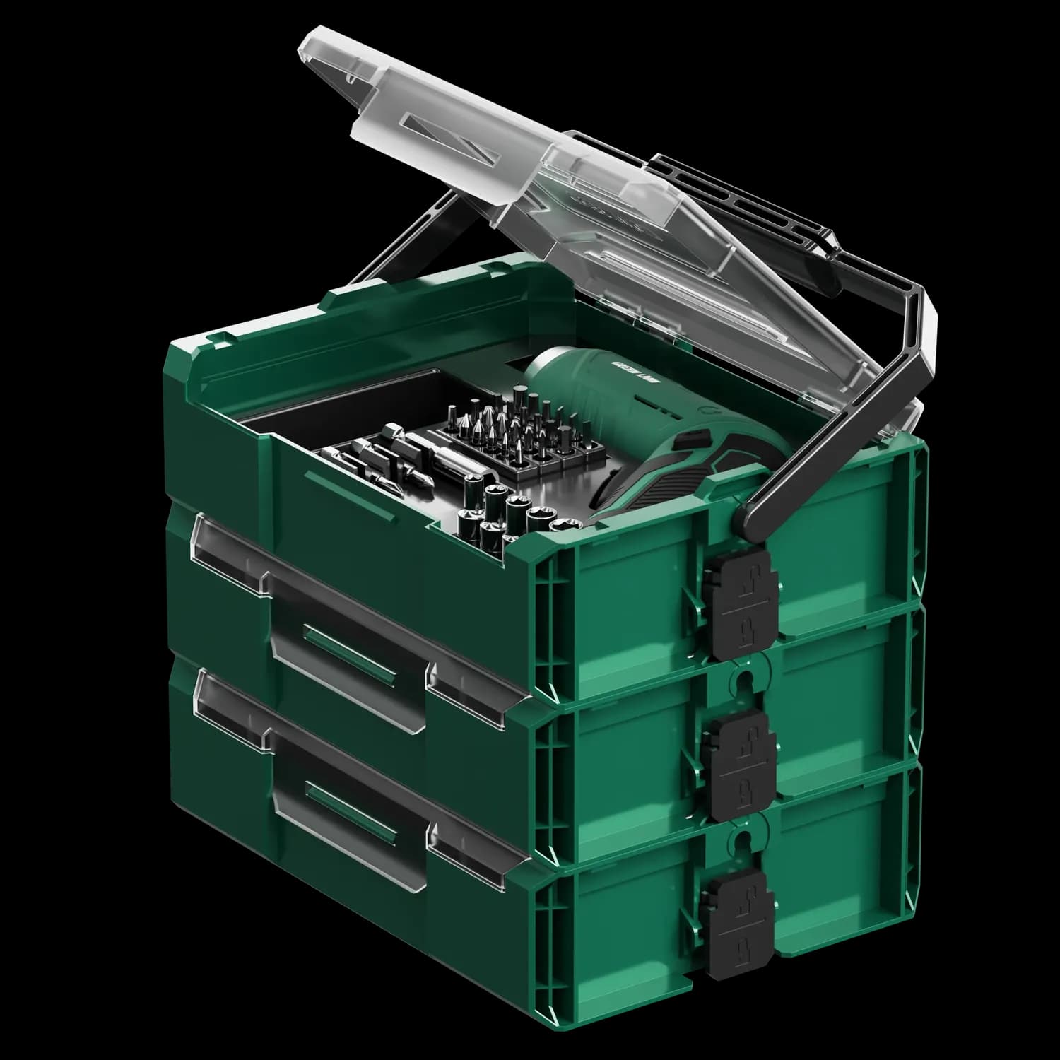 Green Lion Tool Kit GTS-700 - 213 Pieces, Cordless Screwdriver, Green 1