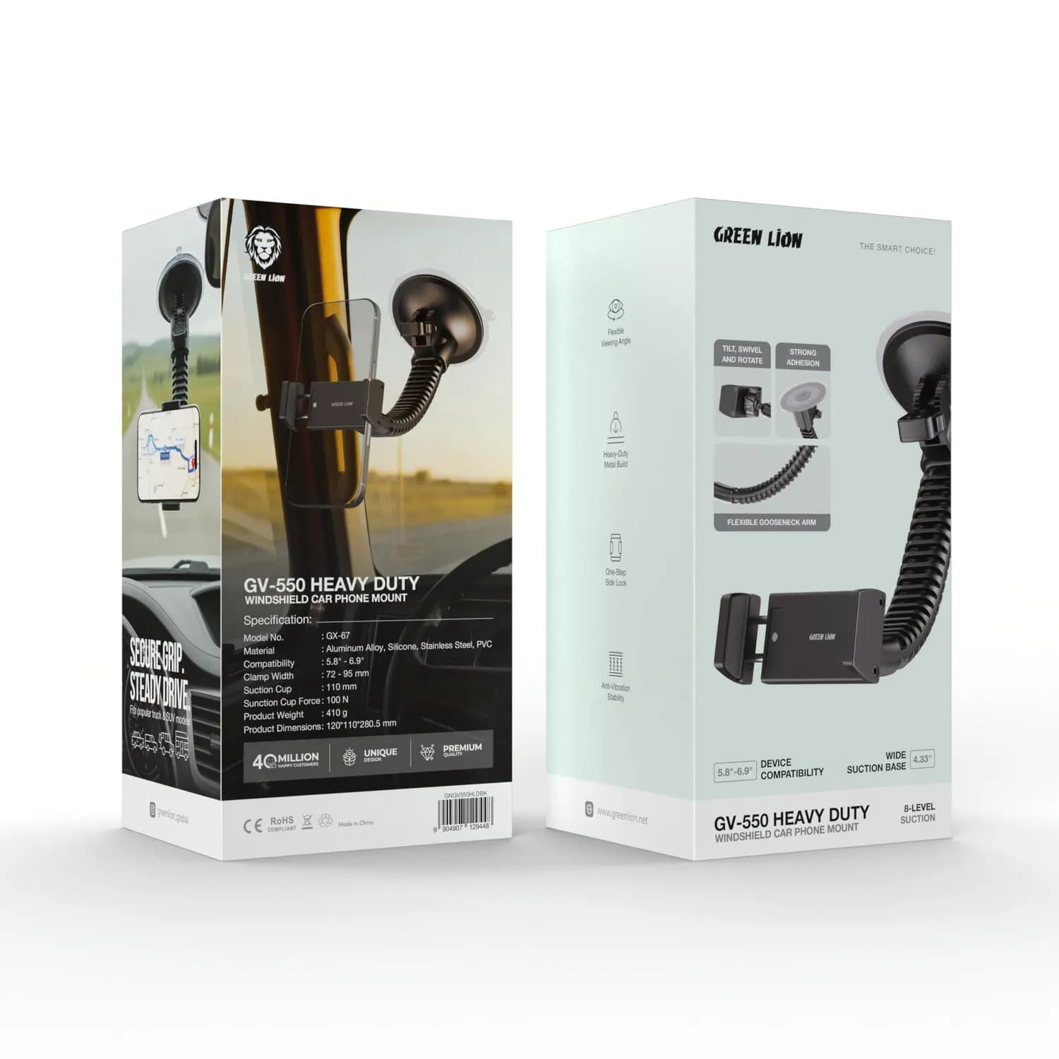 Green Lion Car Phone Mount GV-550 - Heavy Duty, Black 3