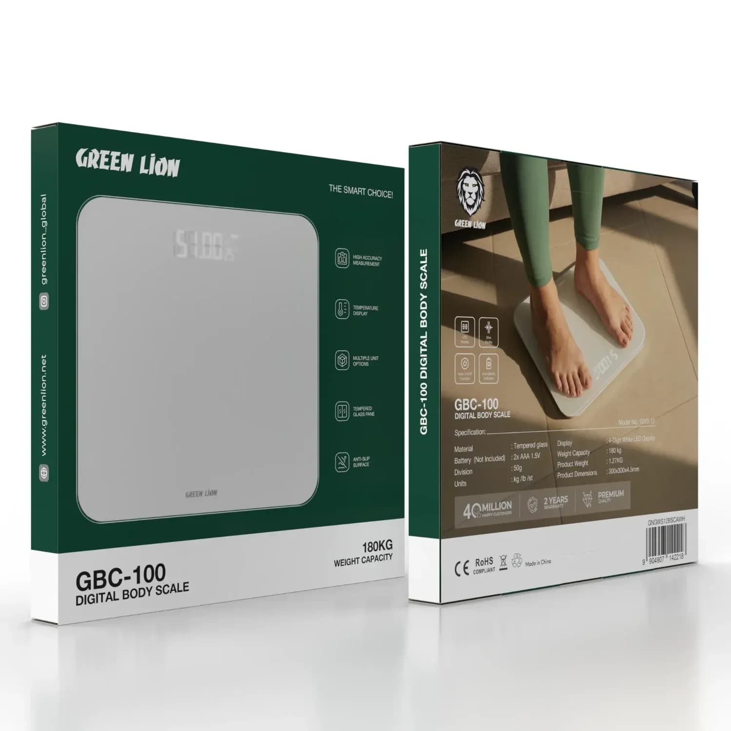 Green Lion Body Scale GBC-100 - Digital, Tempered Glass, White 3