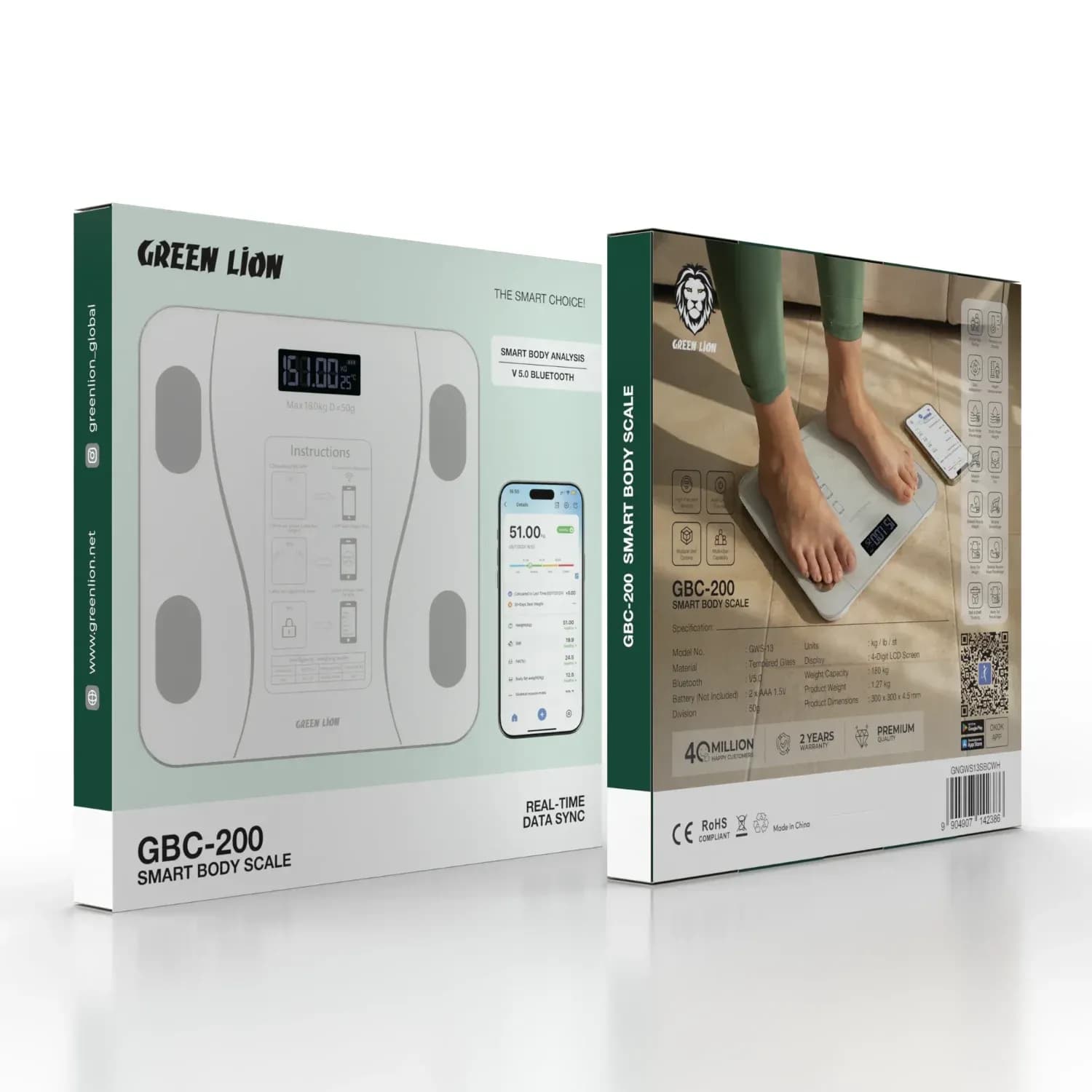 Green Lion Smart Body Scale GBC-200 - Bluetooth V5.0, Tempered Glass 3