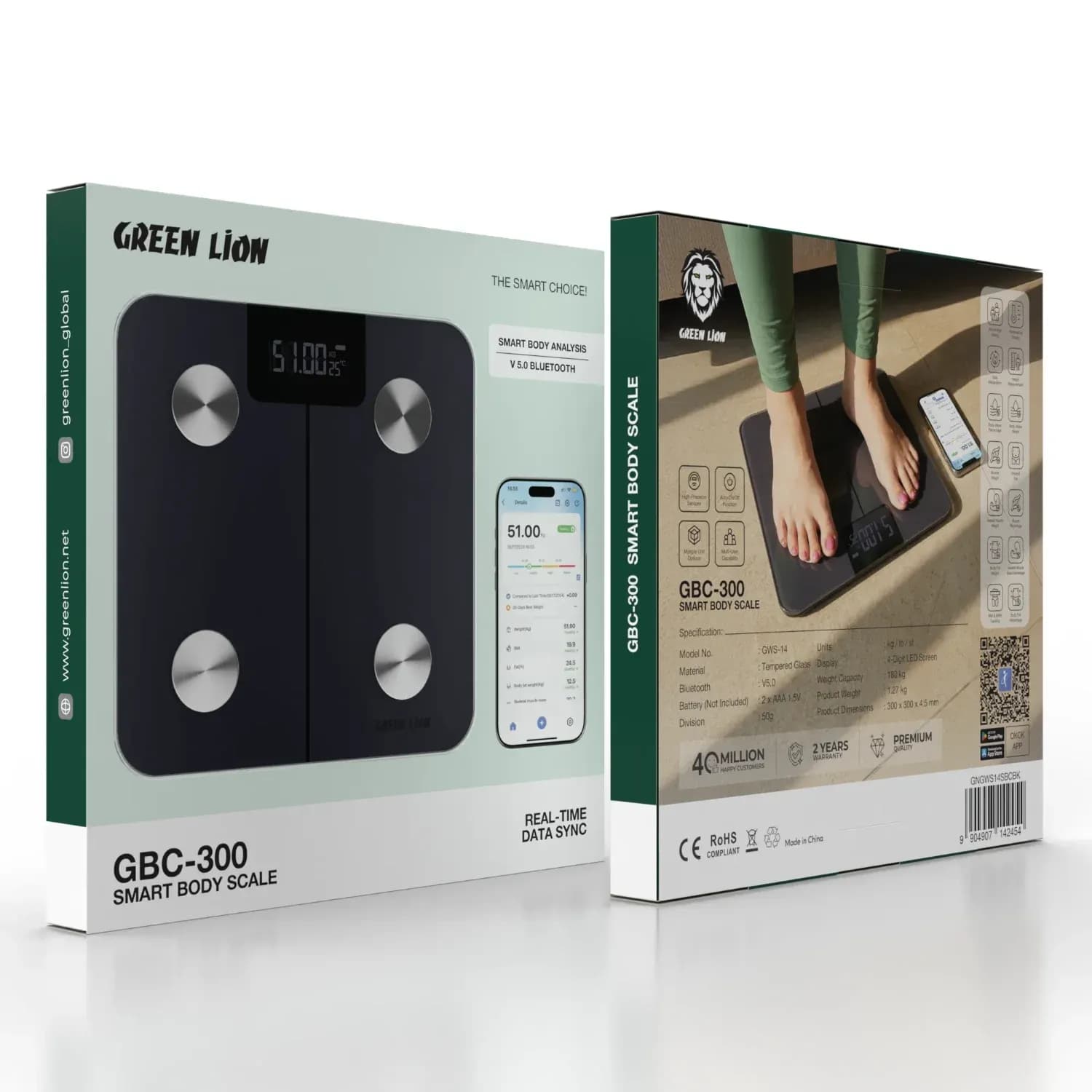 Green Lion Smart Body Scale GBC-300 - Bluetooth V5.0, Tempered Glass 3
