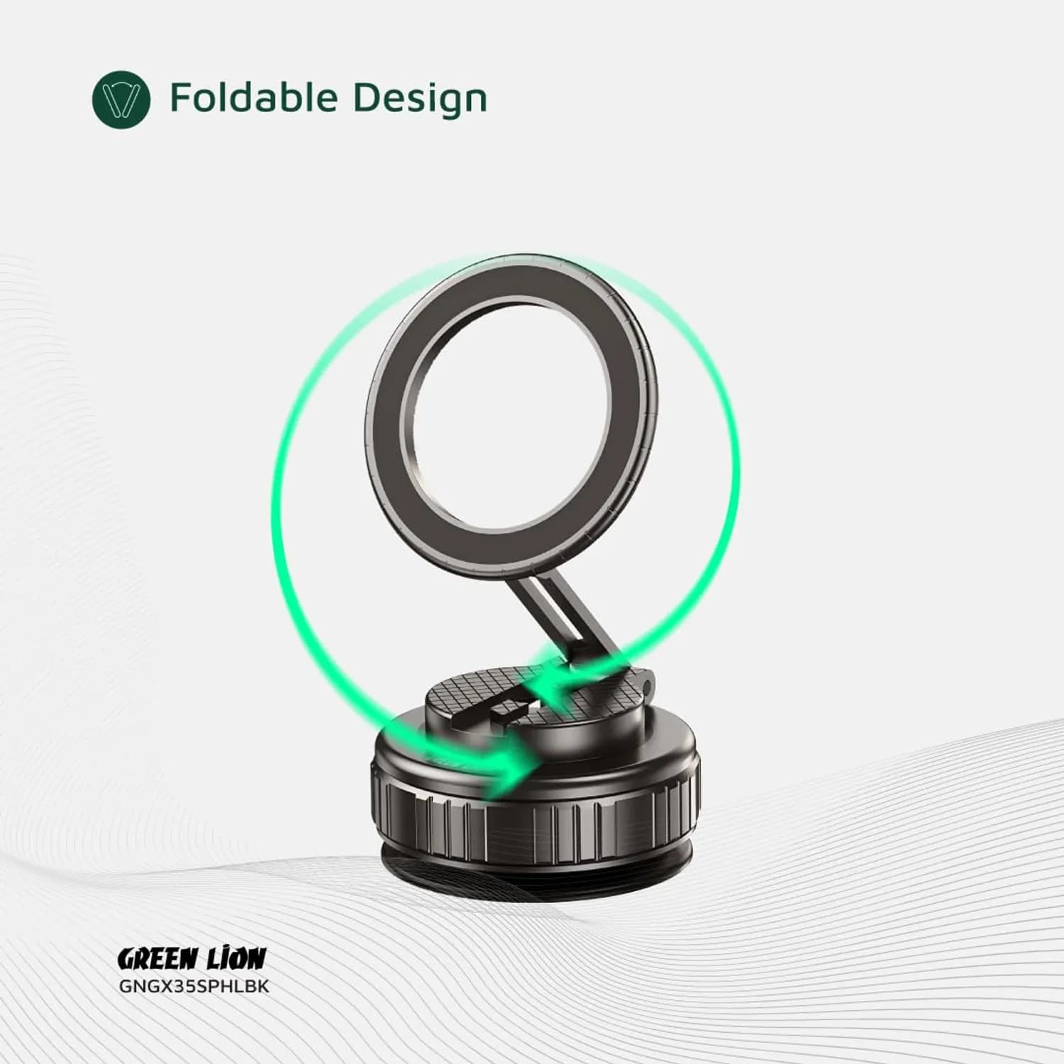 Green Lion Phone Holder GX-35 - Magnetic Suction, 360° Rotation, Black 3