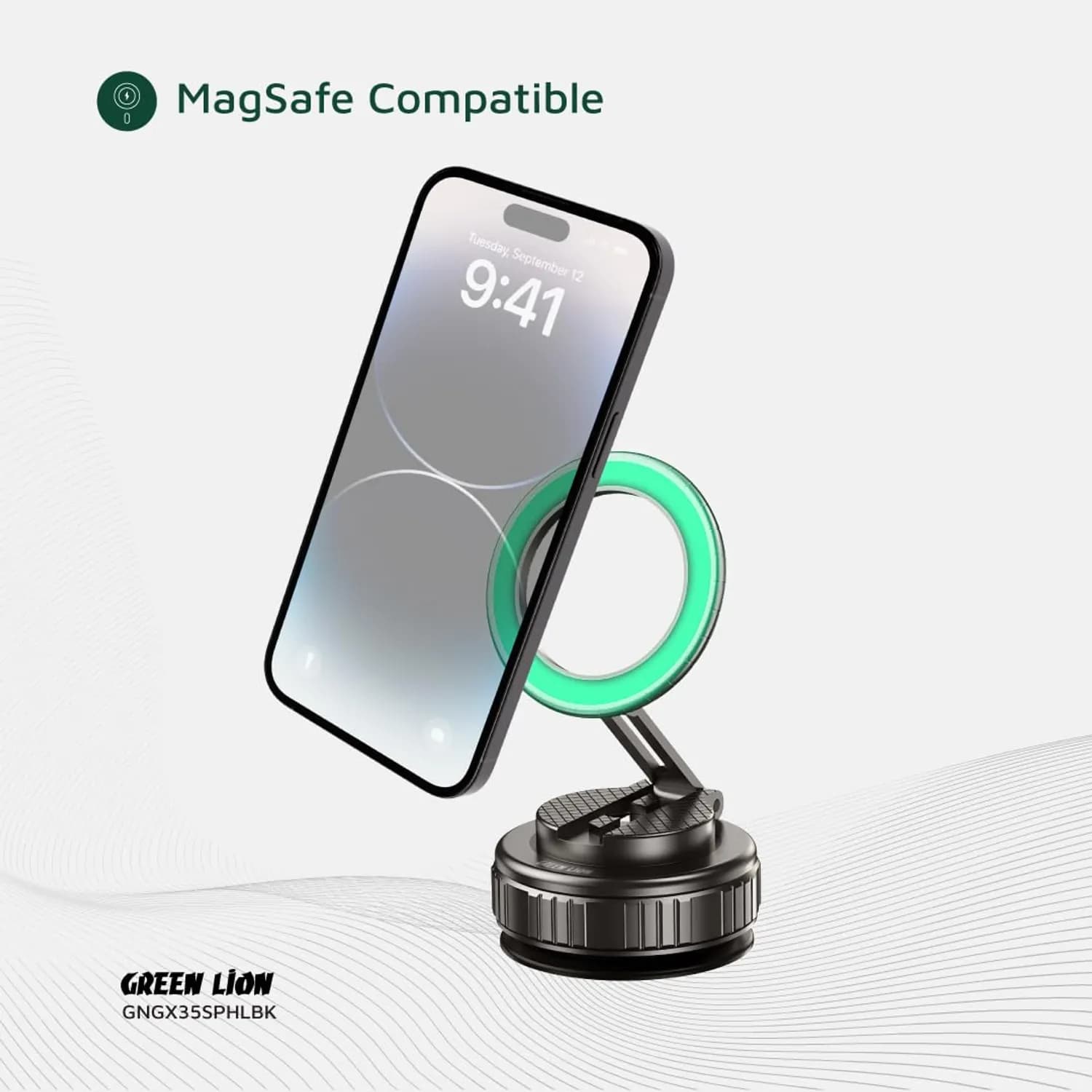 Green Lion Phone Holder GX-35 - Magnetic Suction, 360° Rotation, Black 5