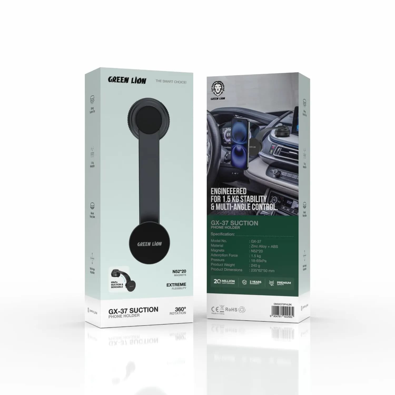 Green Lion Phone Holder GX-37 - Suction Mount, 360° Rotation, Black 5