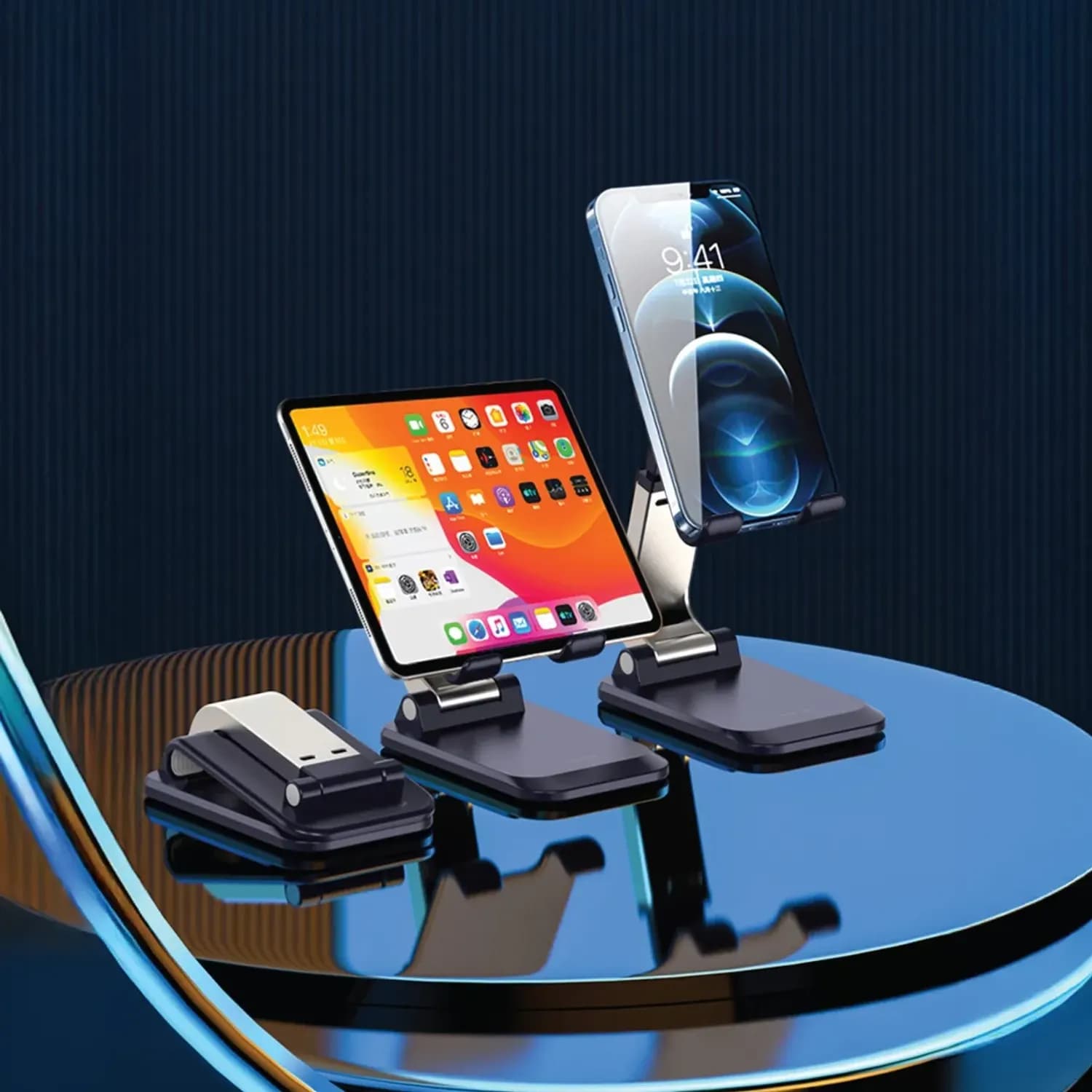 Green Lion Phone & Tablet Holder M3 - Foldable, 360° Rotation, Black 3