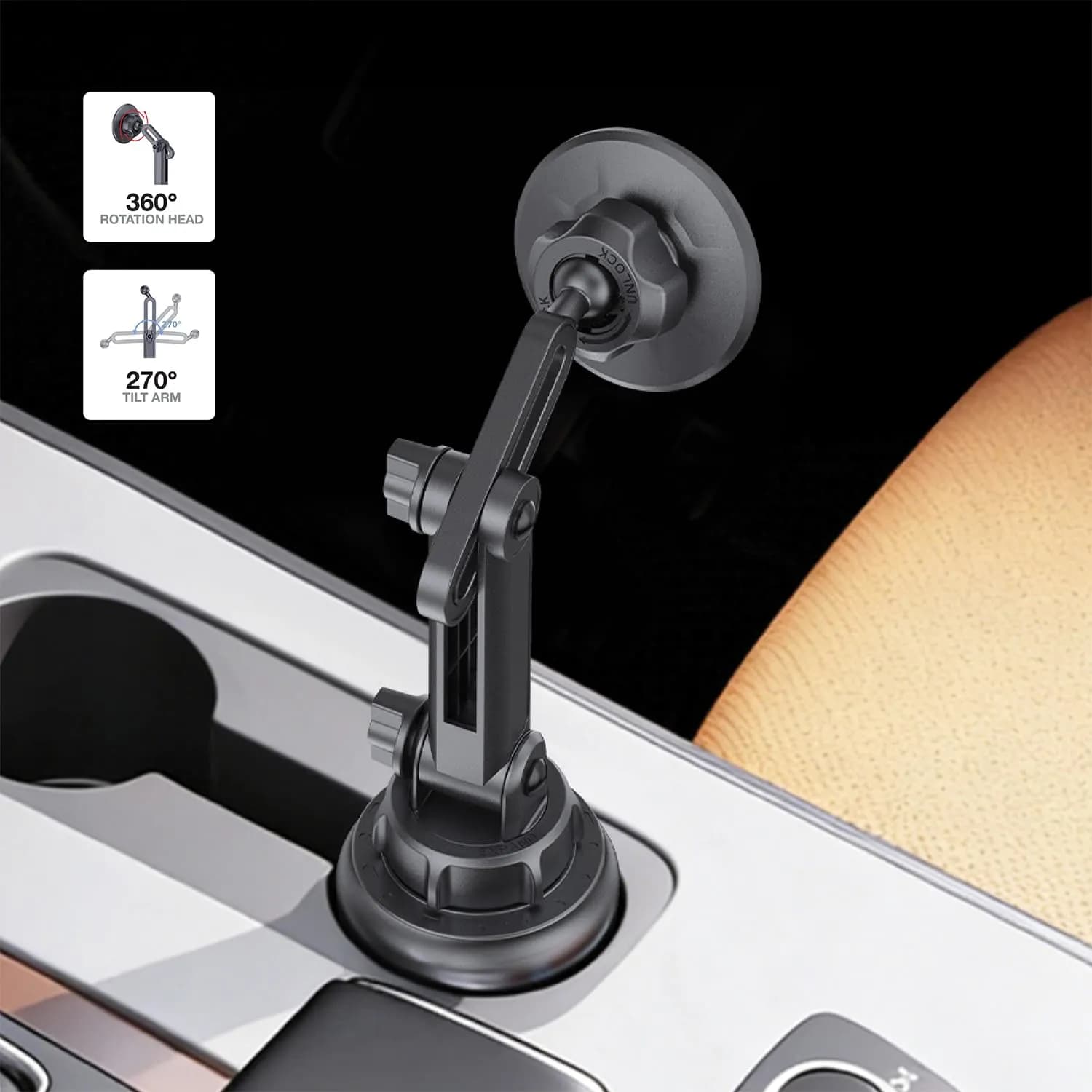 Green Lion Car Phone Cup Mount GX-73 - Magsafe Compatible, Black 4