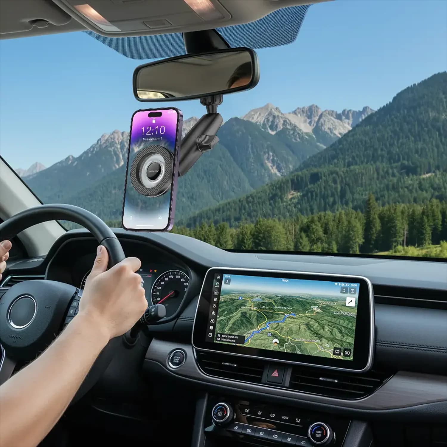 Green Lion Phone Holder DRIVE MAG - Mirror Mount, Black 3