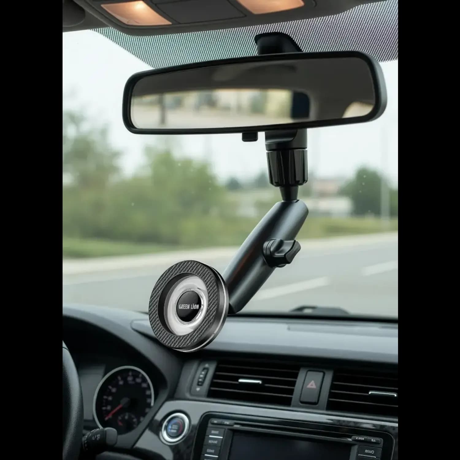 Green Lion Phone Holder DRIVE MAG - Mirror Mount, Black 4