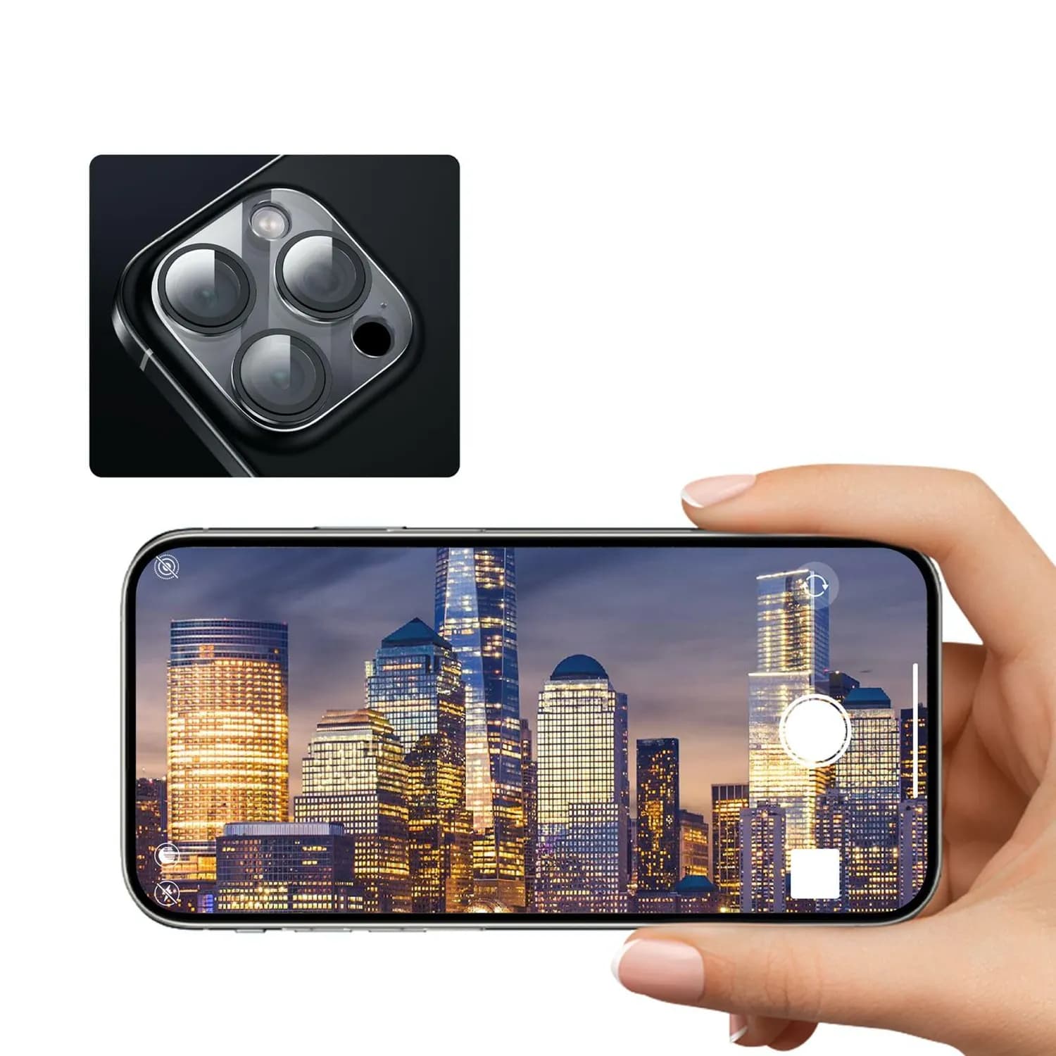 Green Lion Camera Lens Protector iPhone 15 Pro/15 Pro Max - 9H Glass, Black 4