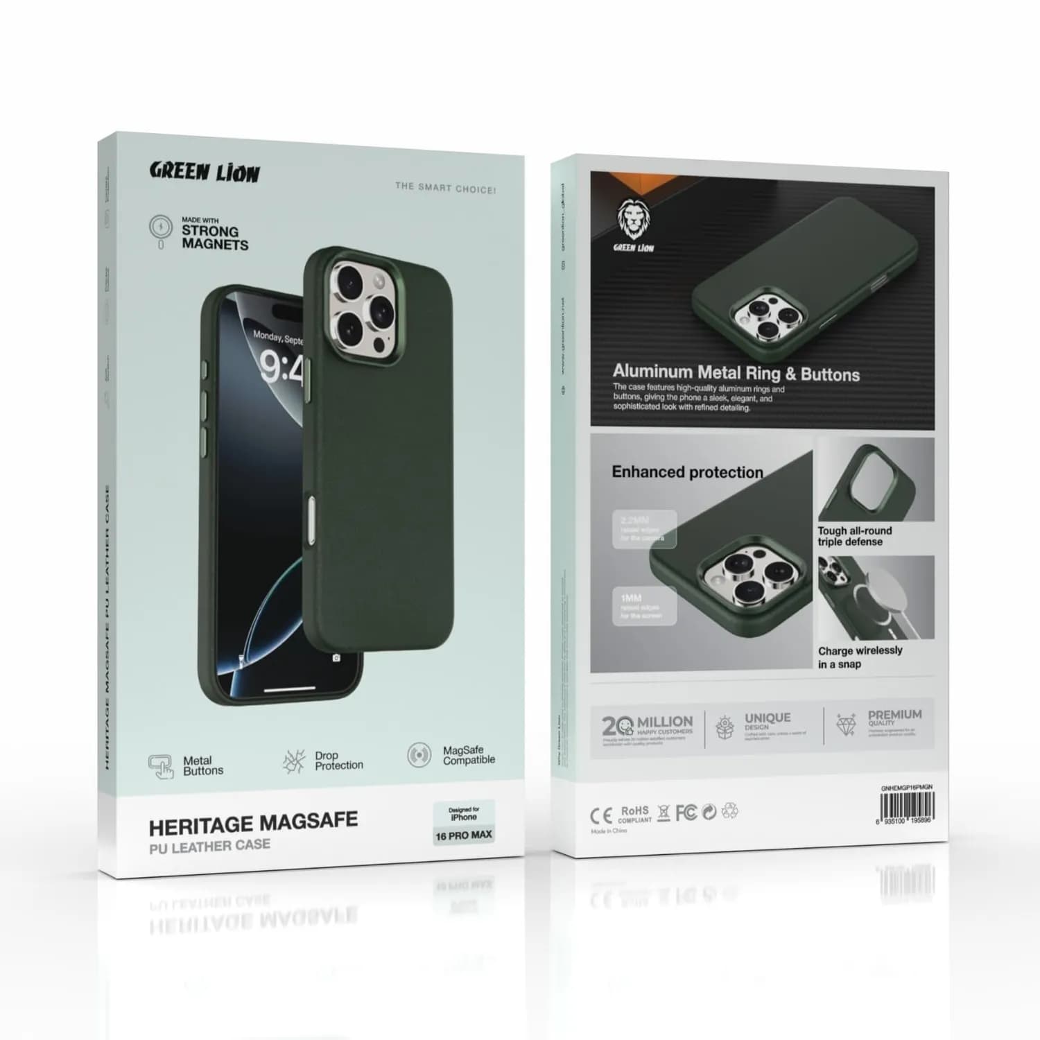 Green Lion Leather Case iPhone 16 Pro Max - MagSafe, Green 2
