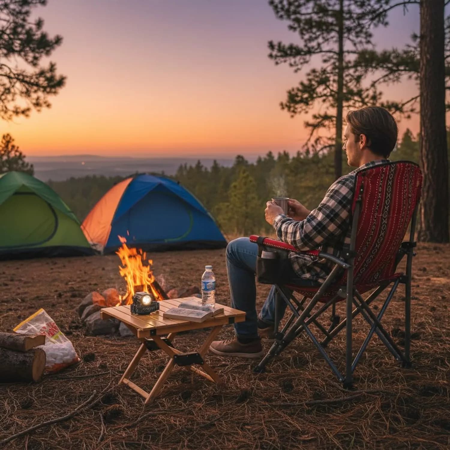 Green Lion Camping Chair - Heavy-Duty, Foldable, Red 3