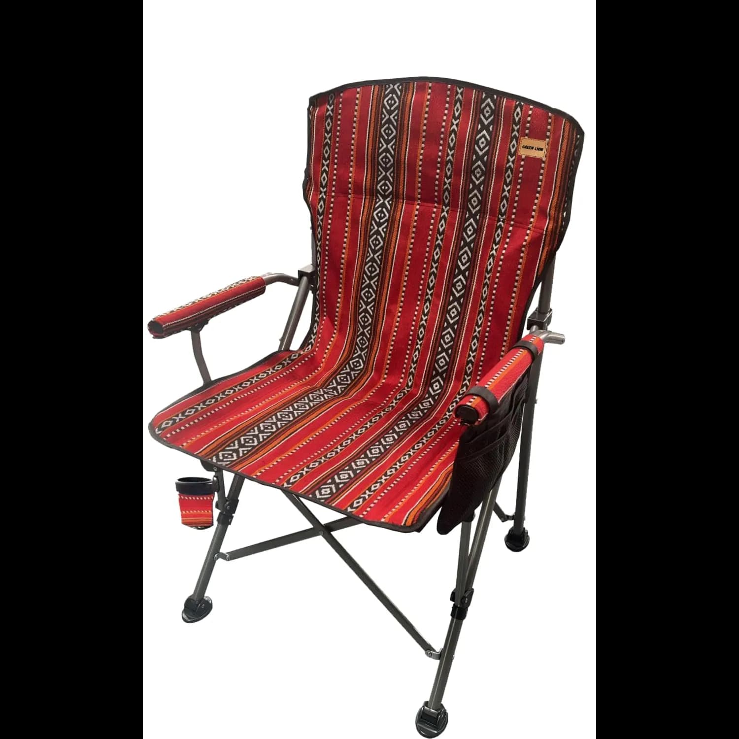 Green Lion Camping Chair - Heavy-Duty, Foldable, Red 1