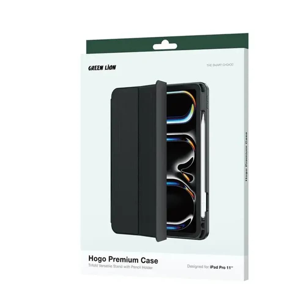 Green Lion Case for iPad Pro 13" GNHGIPAD13BK - Pencil Holder, Magnetic Cover, Black — Green 4