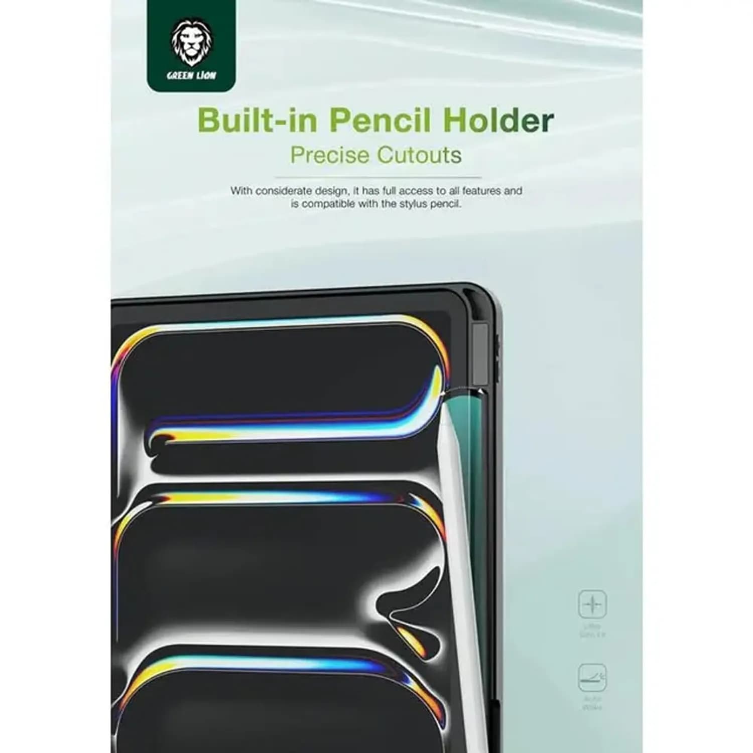 Green Lion Case for iPad Pro 11" - Pencil Holder, Black 3