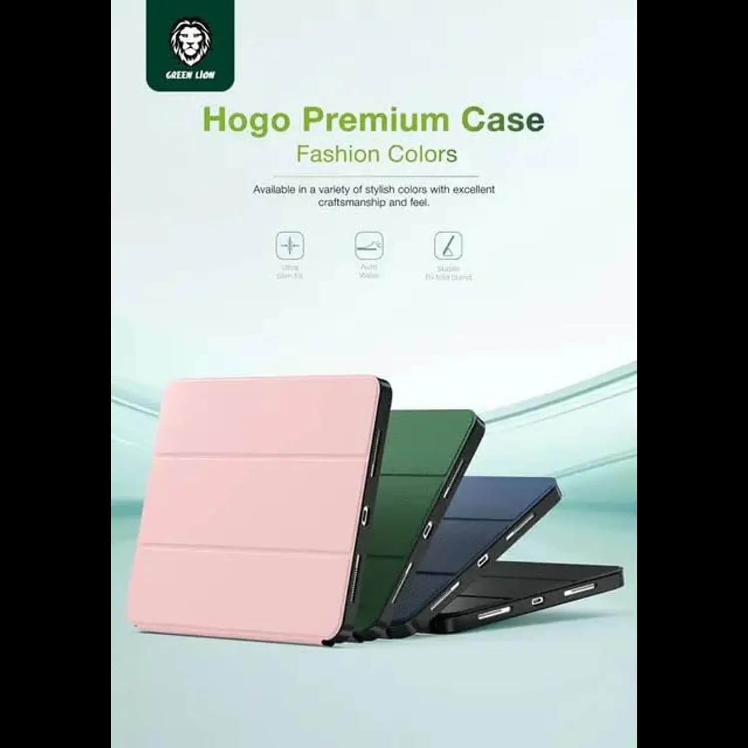 Green Lion Case for iPad Pro Air 13" - Premium with Pencil Holder, Pink — Black 3