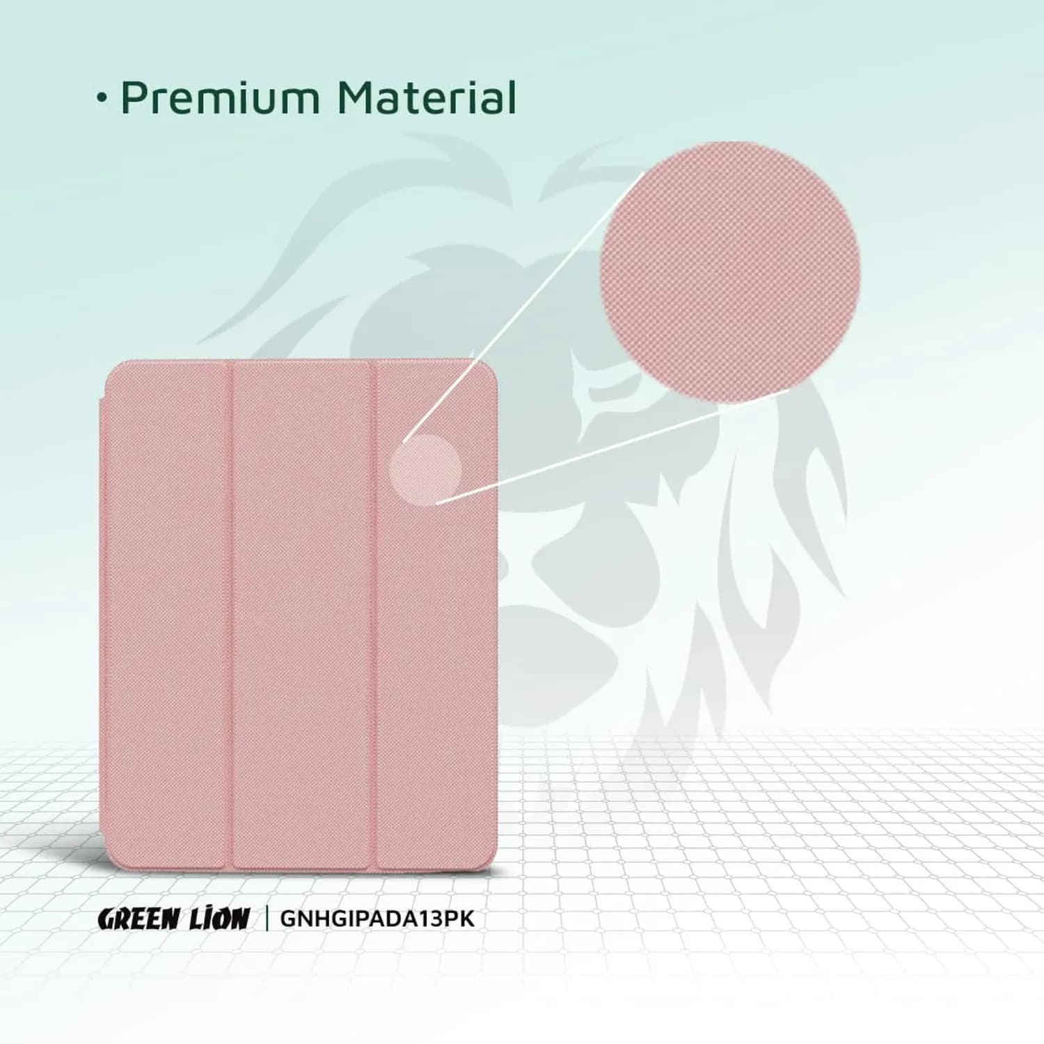 Green Lion Case for iPad Pro Air 13" - Premium with Pencil Holder, Pink — Black 5