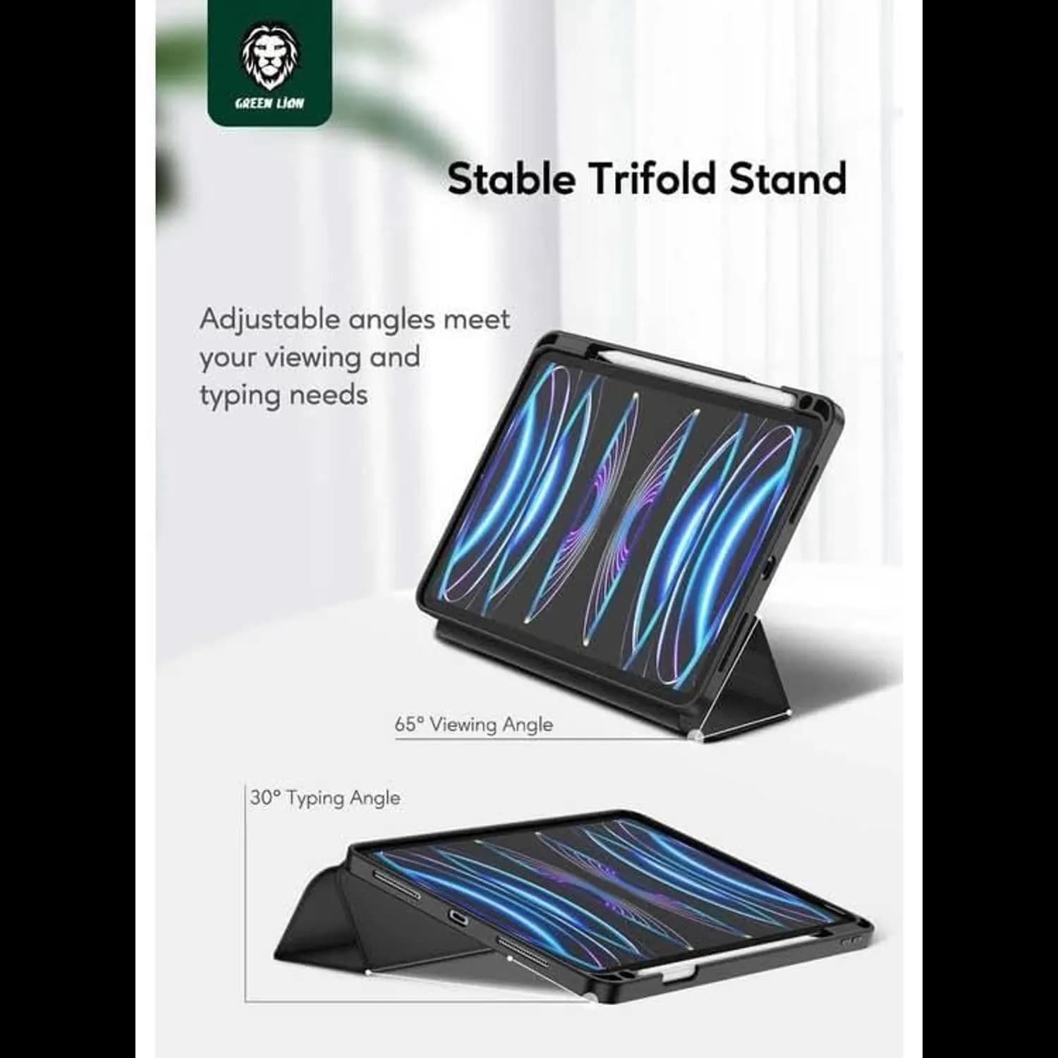 Green Lion Premium Case for iPad 10 10.9" - Pencil Holder, Black 3
